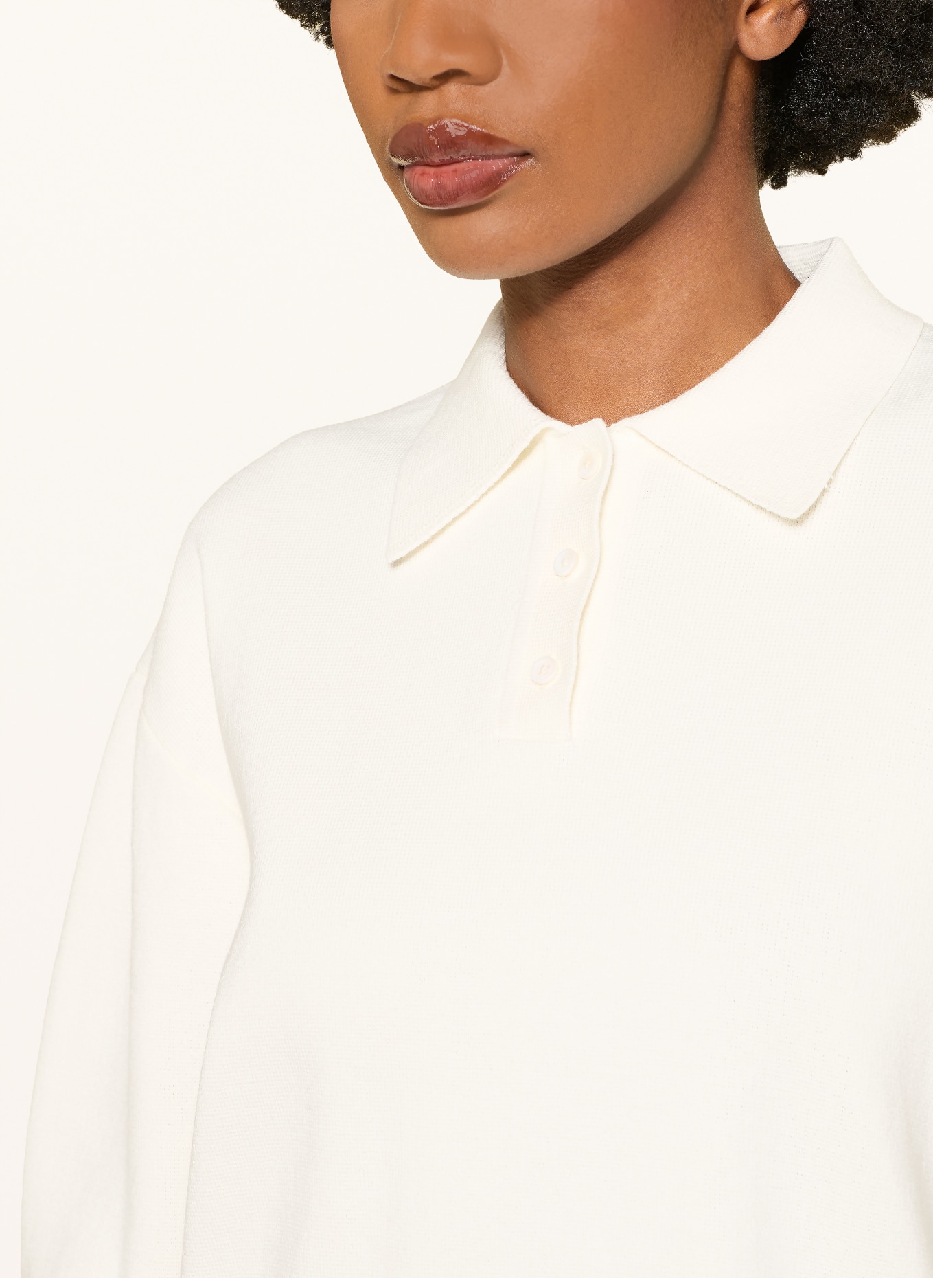 The Frankie Shop Gebreid poloshirt NOLA: WIT