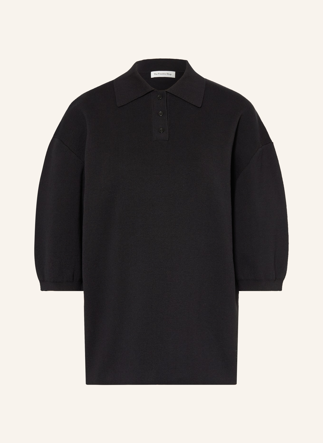 The Frankie Shop Gebreid poloshirt NOLA: ZWART