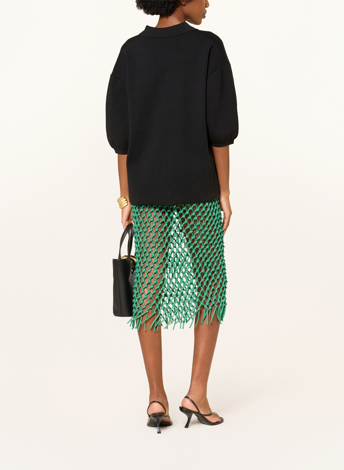 The Frankie Shop Gebreid poloshirt NOLA: ZWART