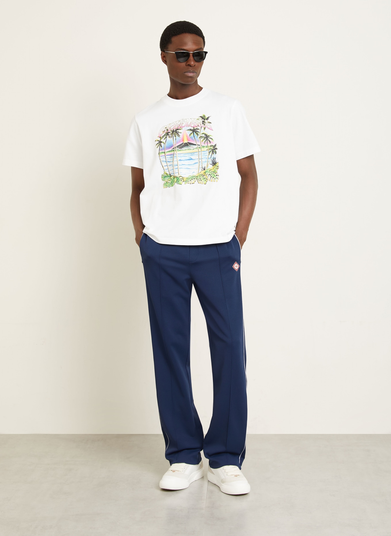 Casablanca T-Shirt: WEISS / ROSA / HELLGRÜN