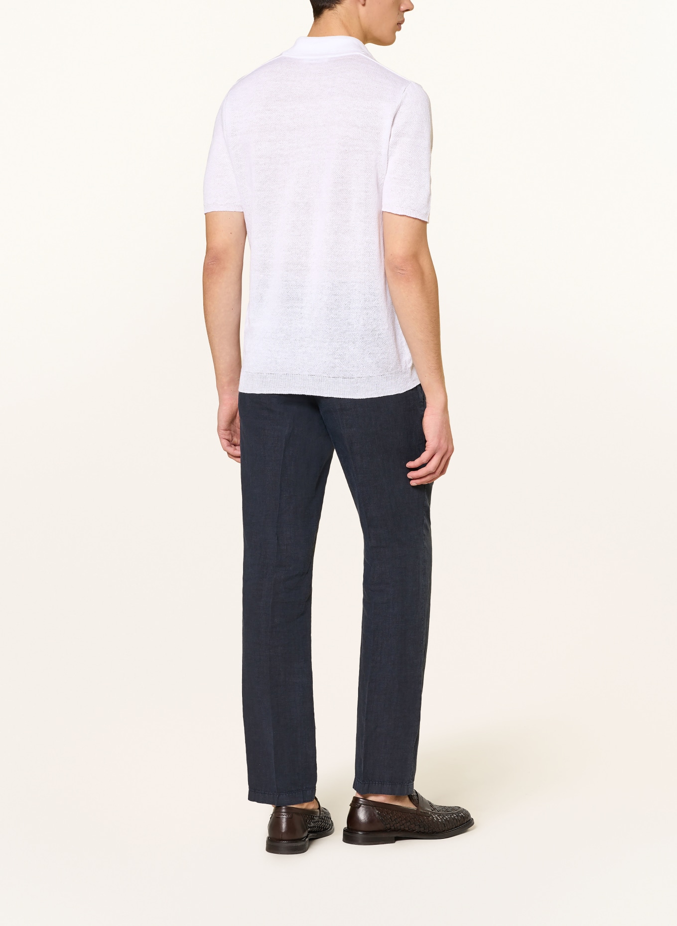 roberto collina Strick-Poloshirt aus Leinen: WEISS