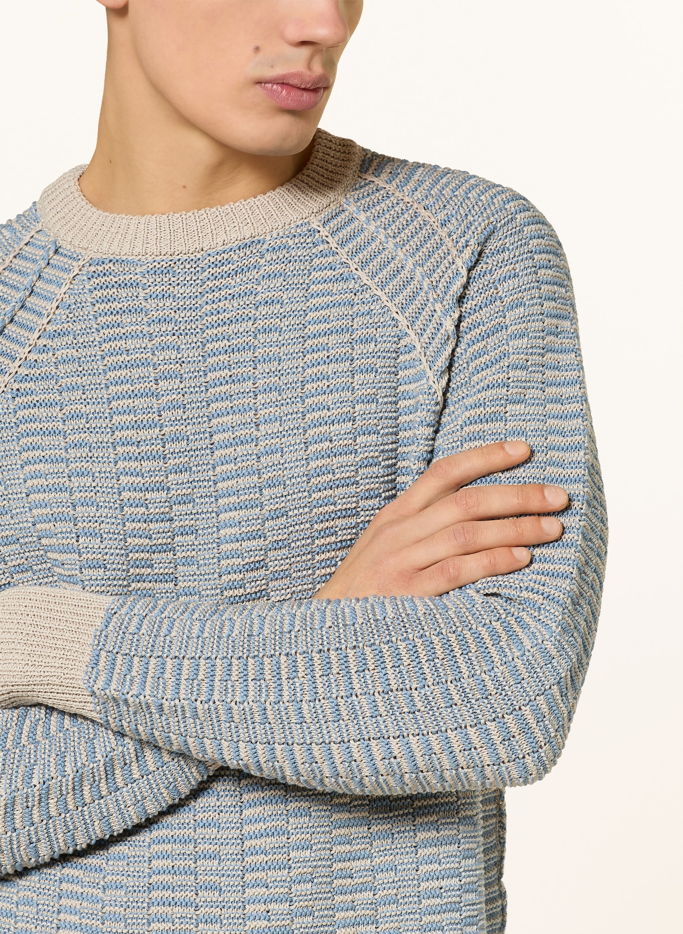 roberto collina svetr: BÉŽOVÁ / TMAVĚ MODRÁ