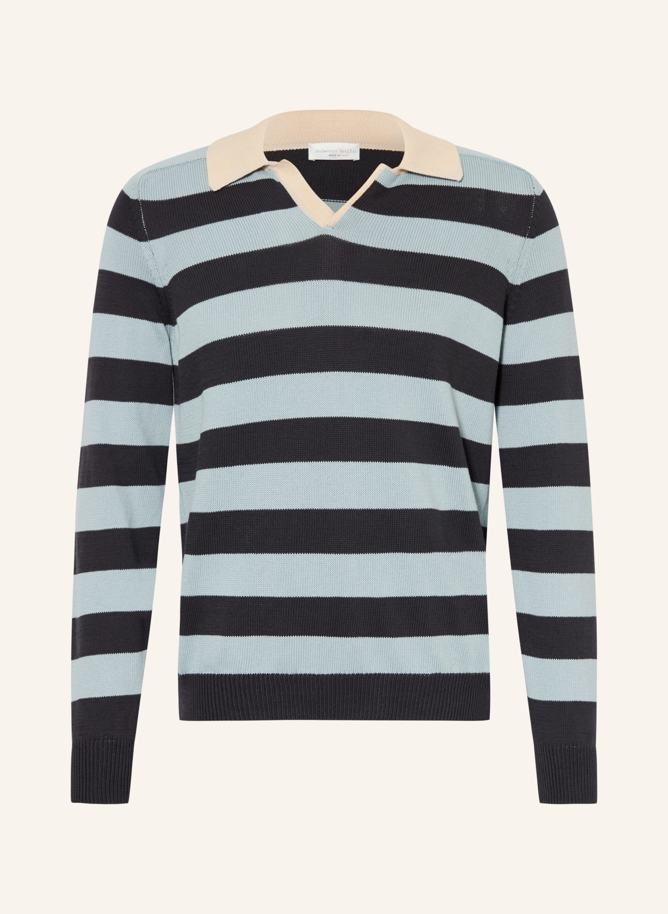 roberto collina sweater: DARK BLUE / BEIGE / TURQUOISE