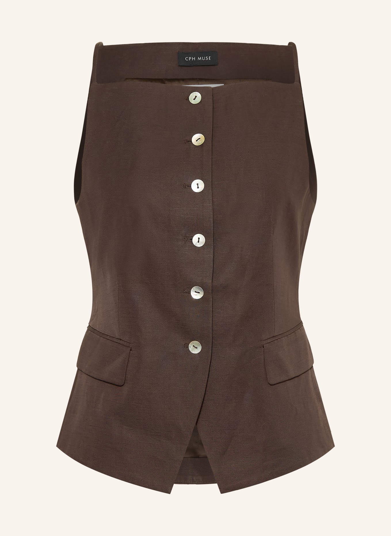 CPH MUSE Blazer vest CMCOLLEEN met linnen: MARRON FONCÉ