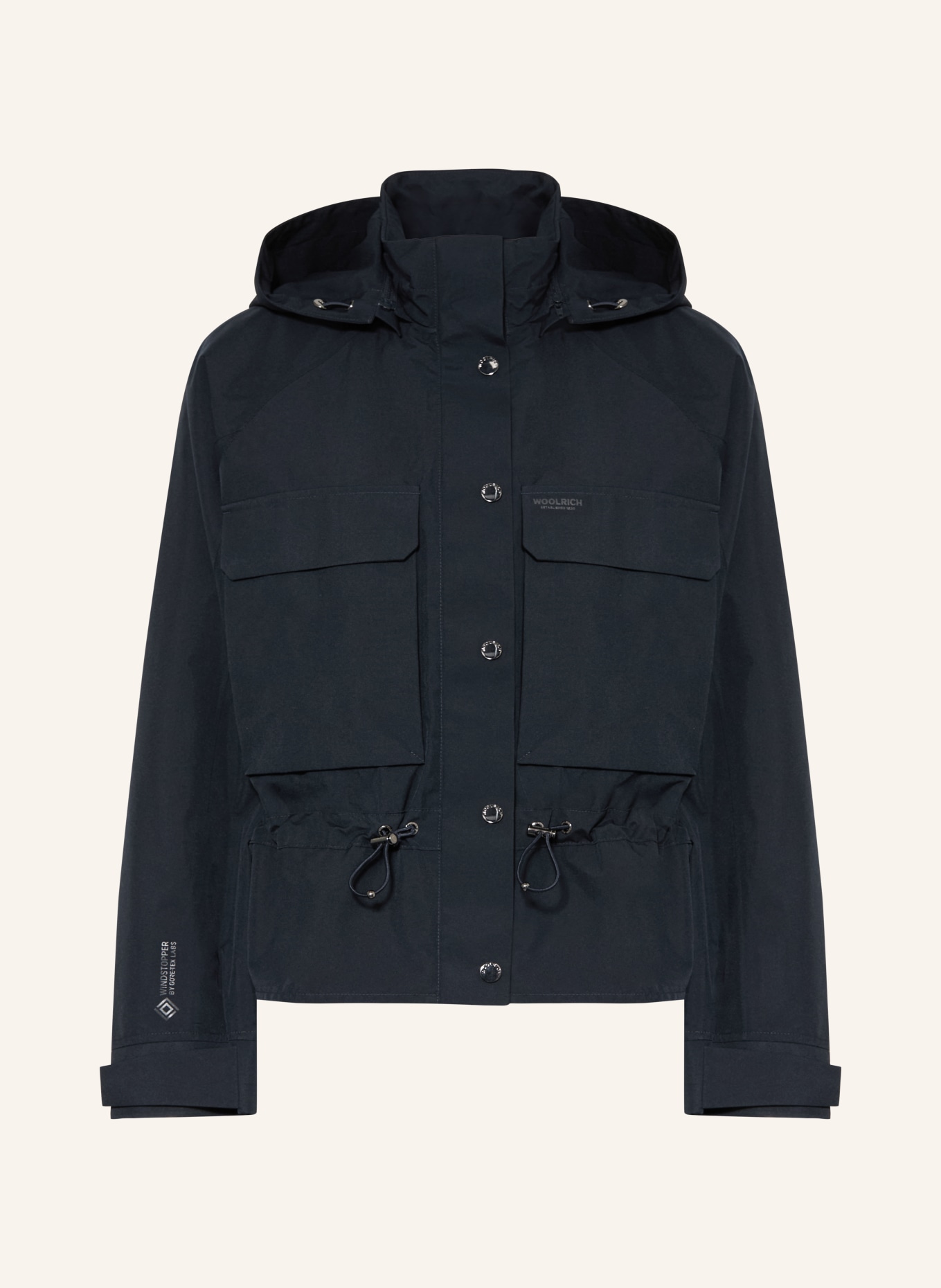 WOOLRICH Regenjacke mit abnehmbarer Kapuze: DUNKELBLAU