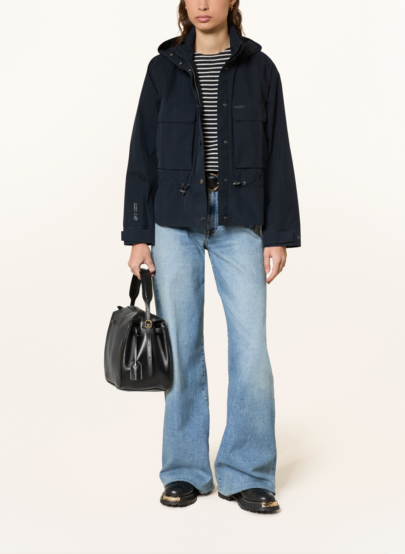 WOOLRICH Regenjacke mit abnehmbarer Kapuze: DUNKELBLAU