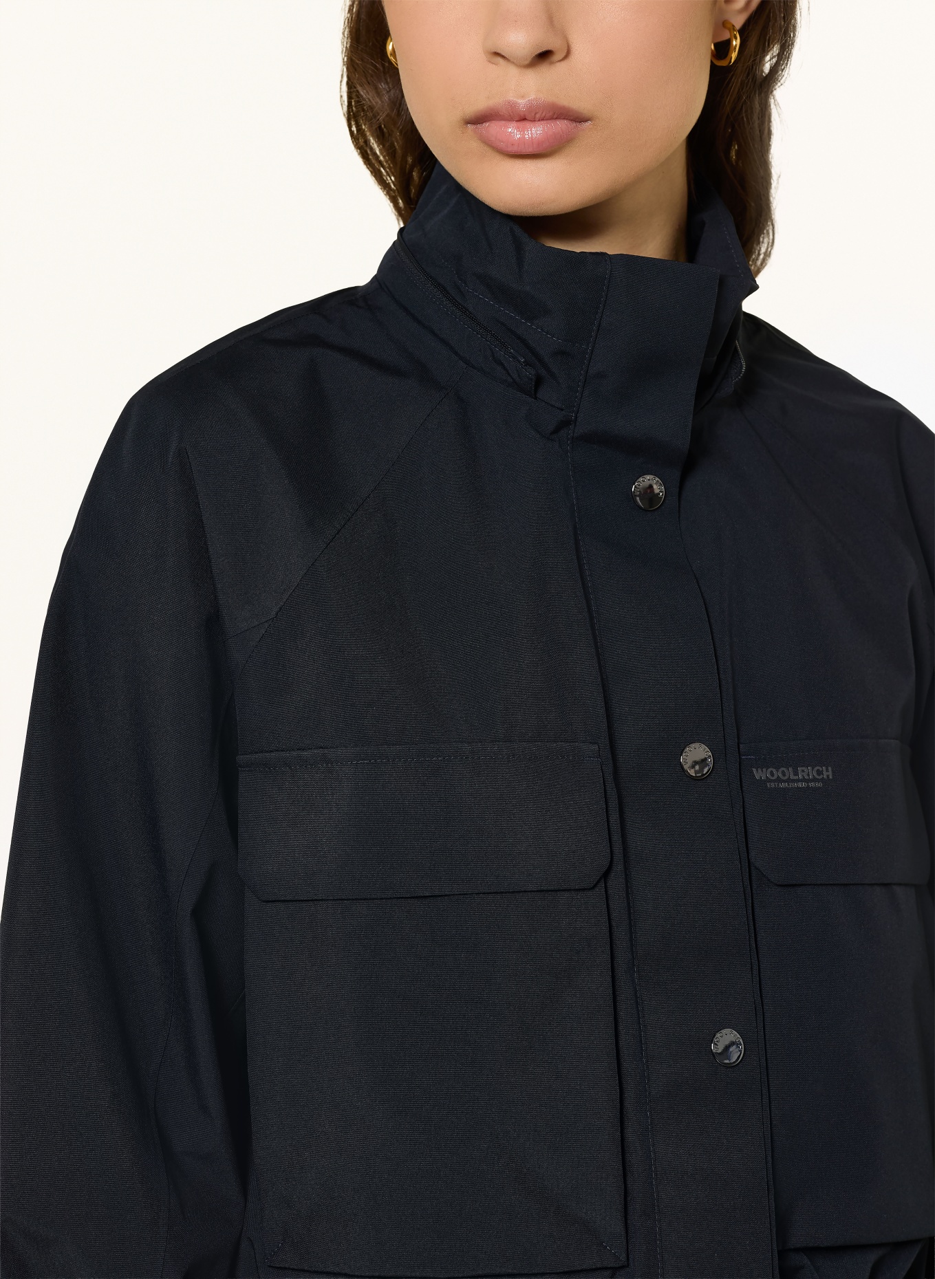WOOLRICH Regenjacke mit abnehmbarer Kapuze: DUNKELBLAU