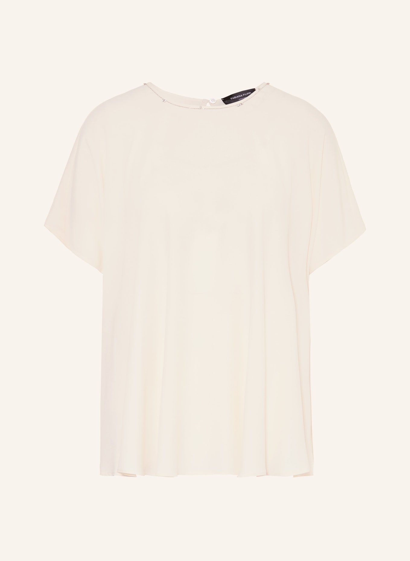 FABIANA FILIPPI Blusenshirt mit Schmucksteinen und Seide: CREME