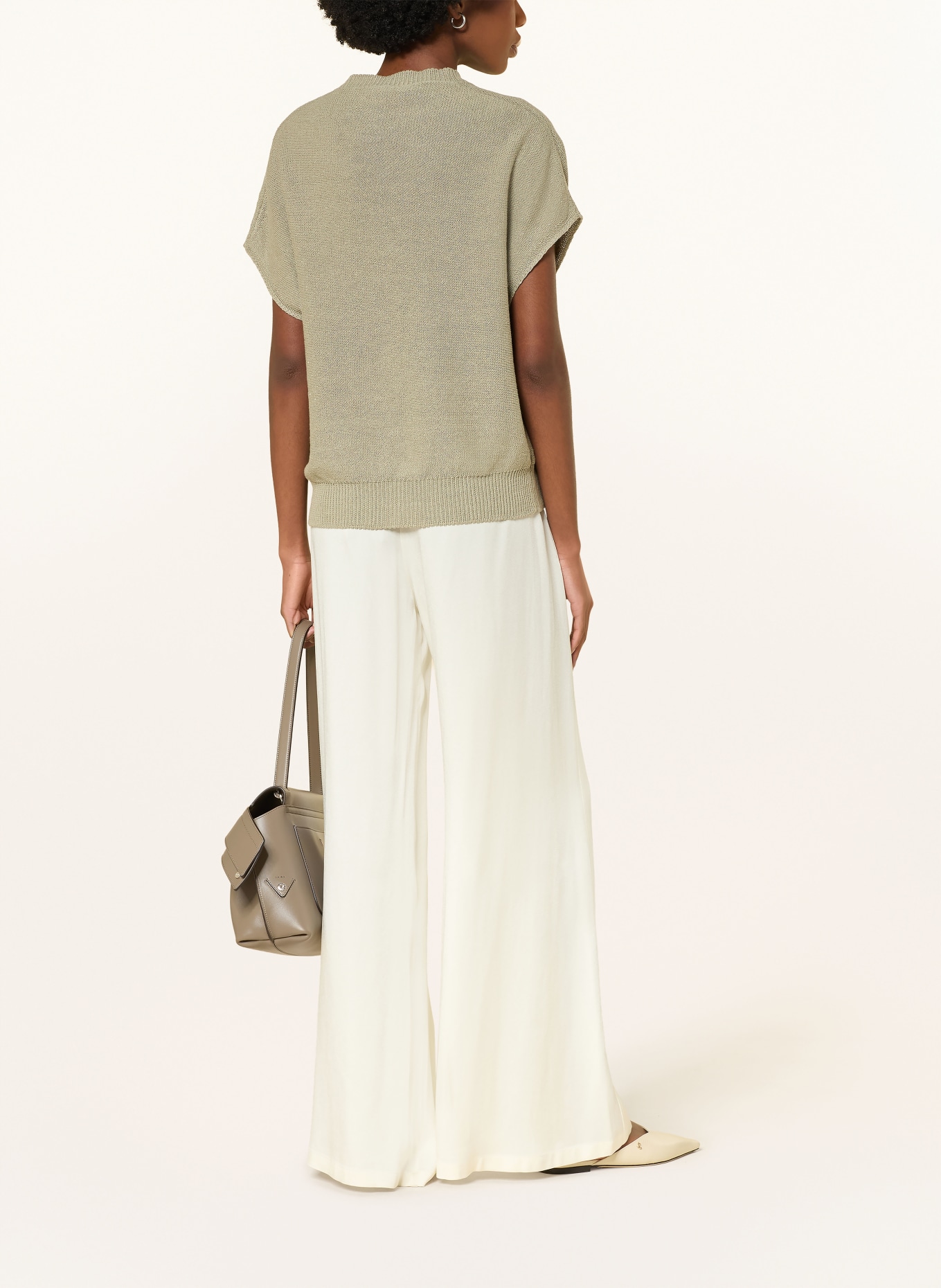 FABIANA FILIPPI Pullunder mit Leinen und Pailletten: KHAKI