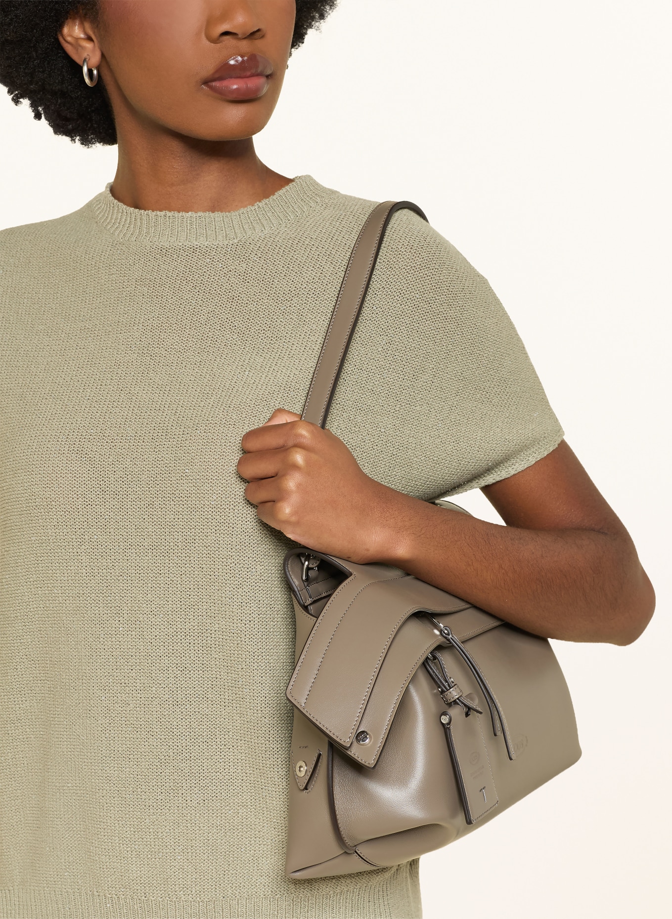 FABIANA FILIPPI Pullunder mit Leinen und Pailletten: KHAKI