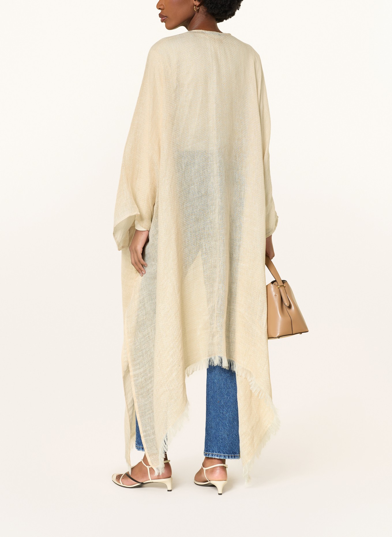 FABIANA FILIPPI Caftan en lin avec fil pailleté: ÉCRU / OR