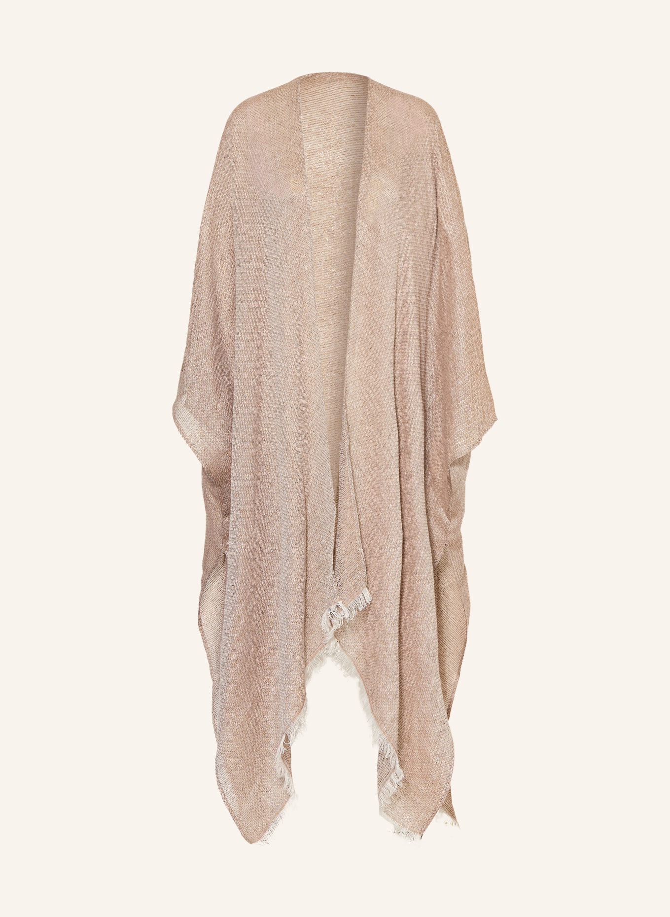 FABIANA FILIPPI Linen caftan with glitter thread: TAUPE / GOLD