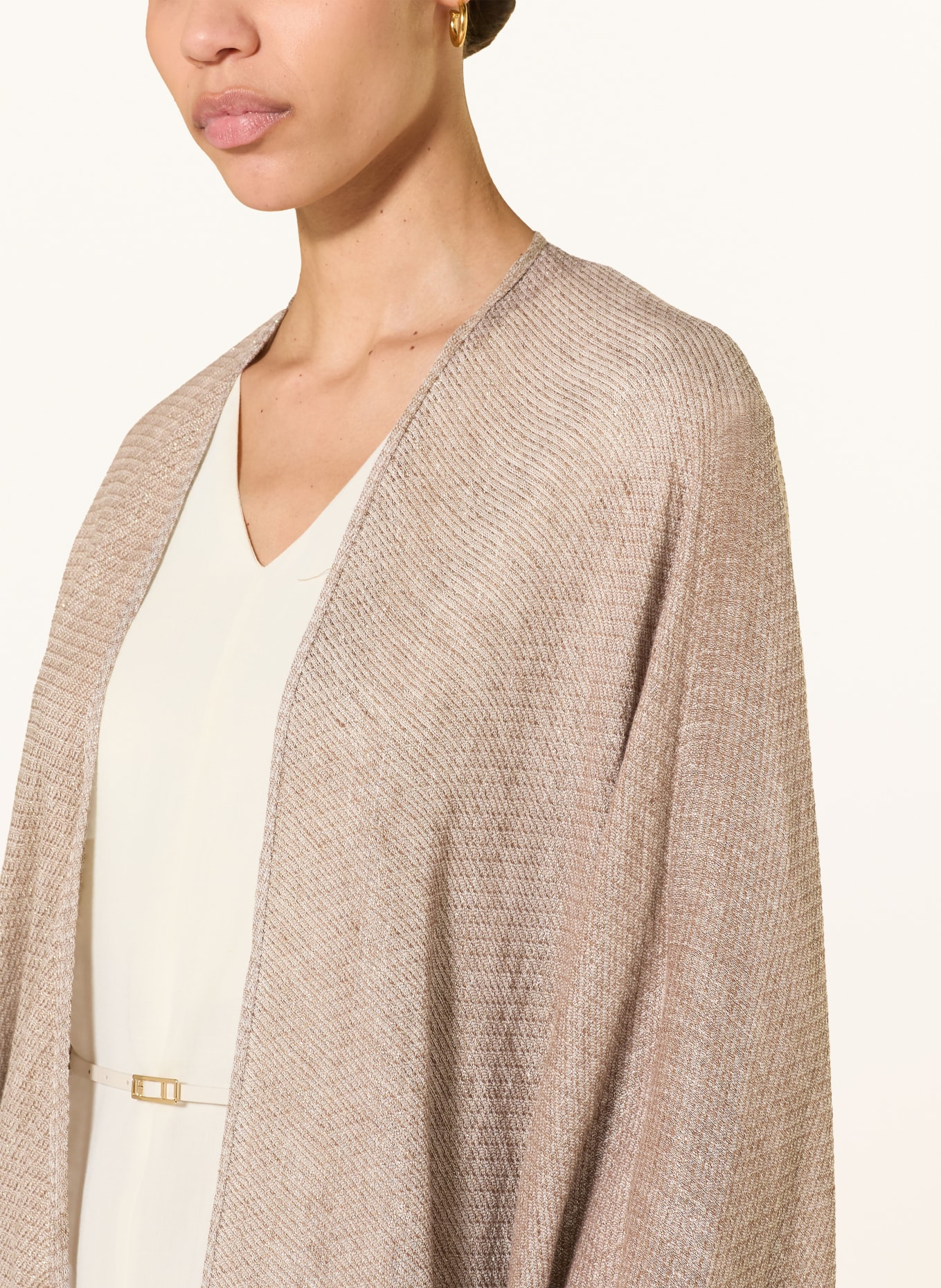 FABIANA FILIPPI Linen caftan with glitter thread: TAUPE / GOLD