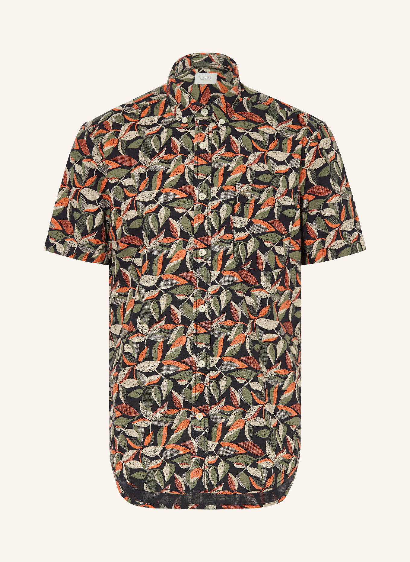 camel active Short-sleeved shirt, regular fit: ORANGE / BEIGE / BLACK
