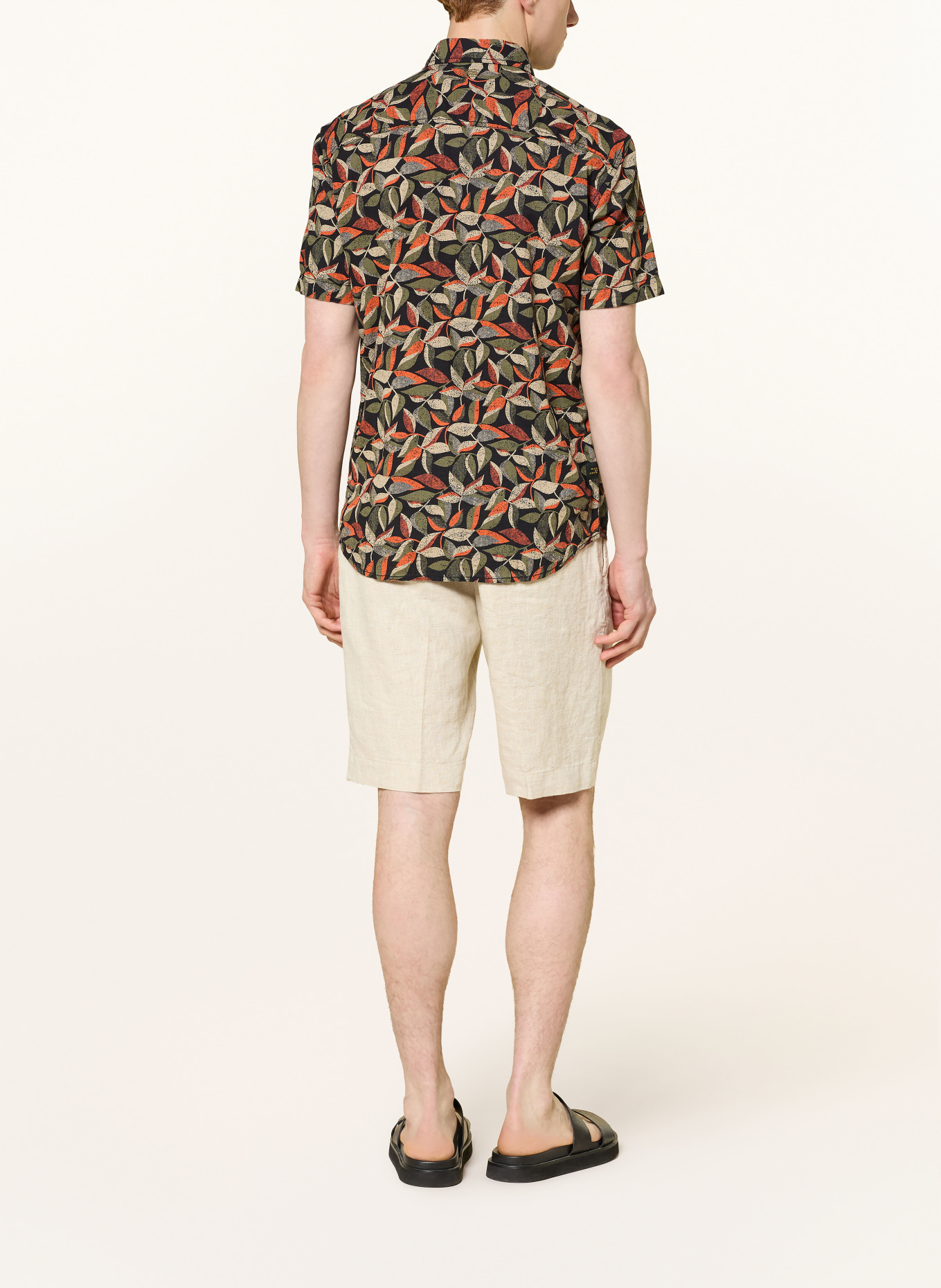 camel active Short-sleeved shirt, regular fit: ORANGE / BEIGE / BLACK