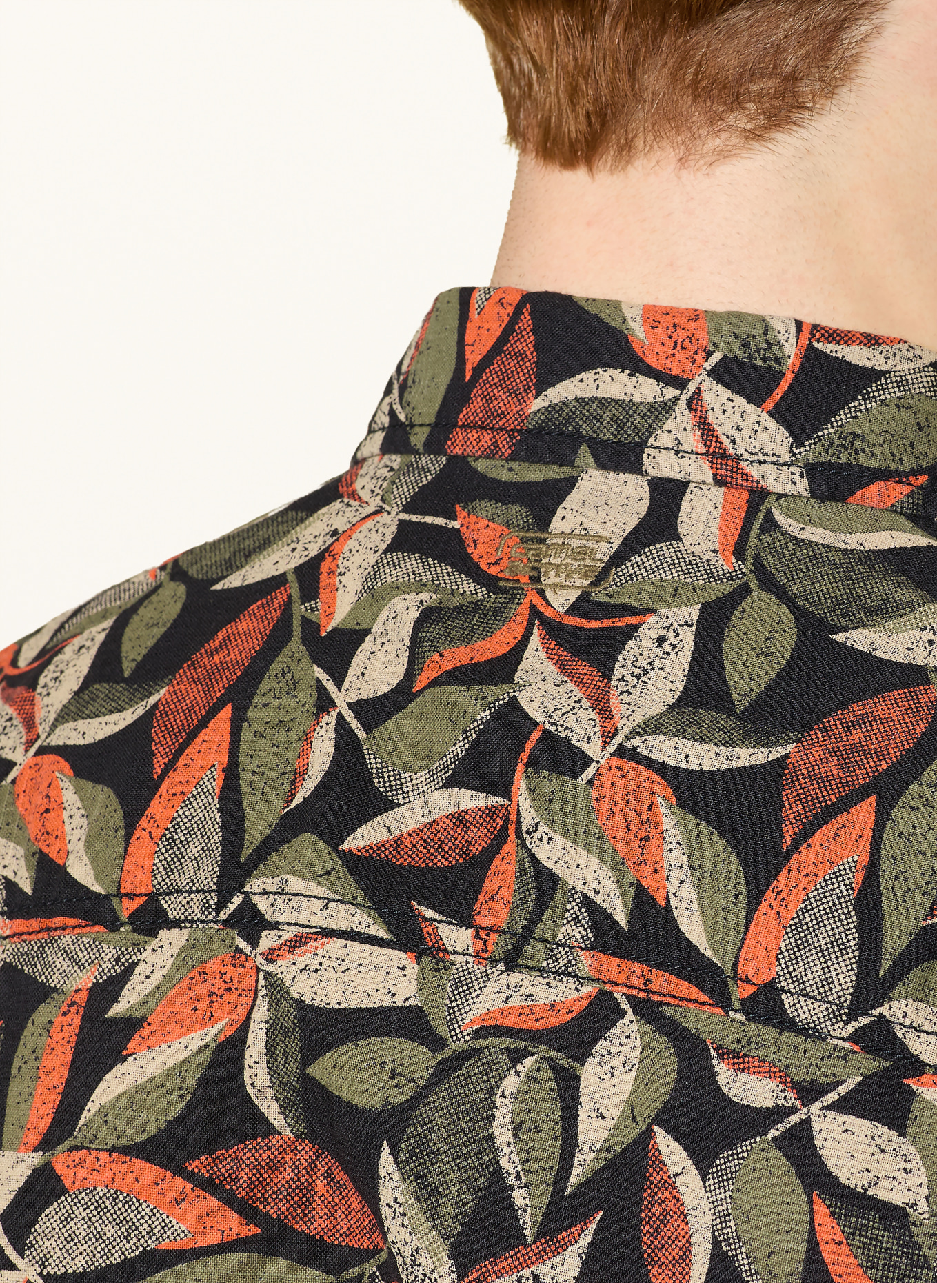 camel active Short-sleeved shirt, regular fit: ORANGE / BEIGE / BLACK