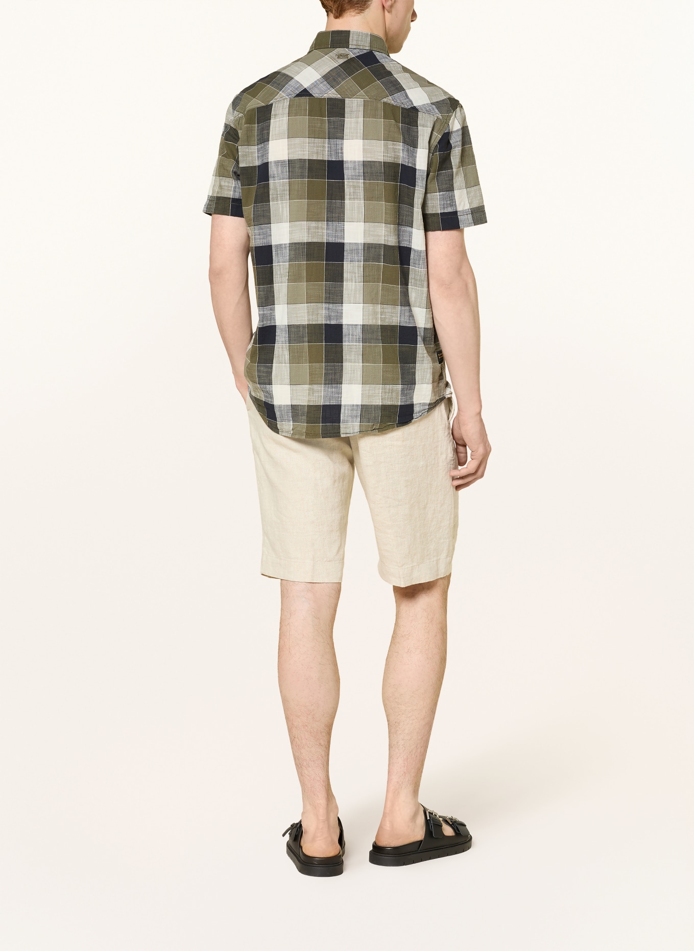 camel active Kurzarm-Hemd Regular Fit: KHAKI / CREME / SCHWARZ