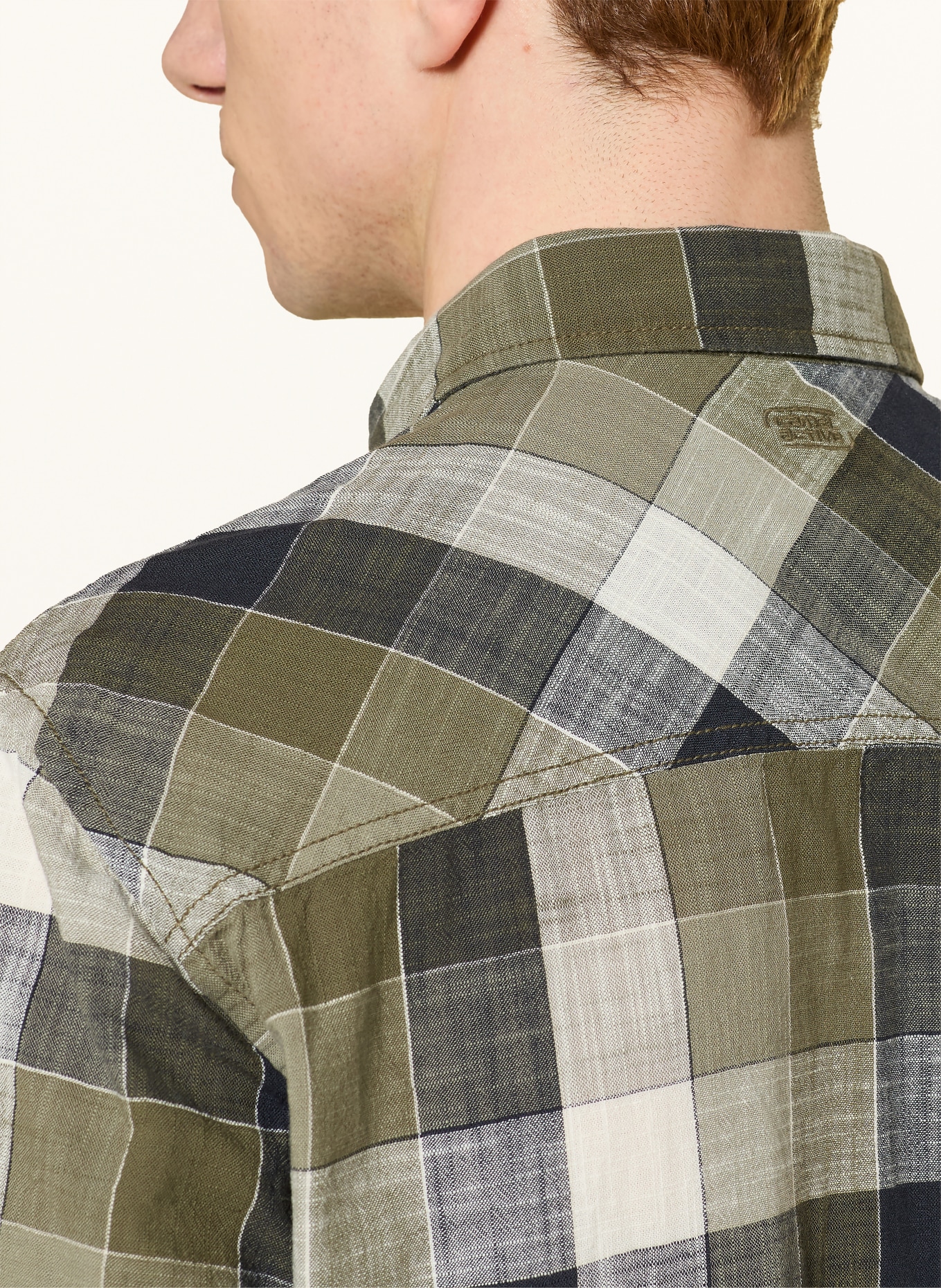 camel active Kurzarm-Hemd Regular Fit: KHAKI / CREME / SCHWARZ