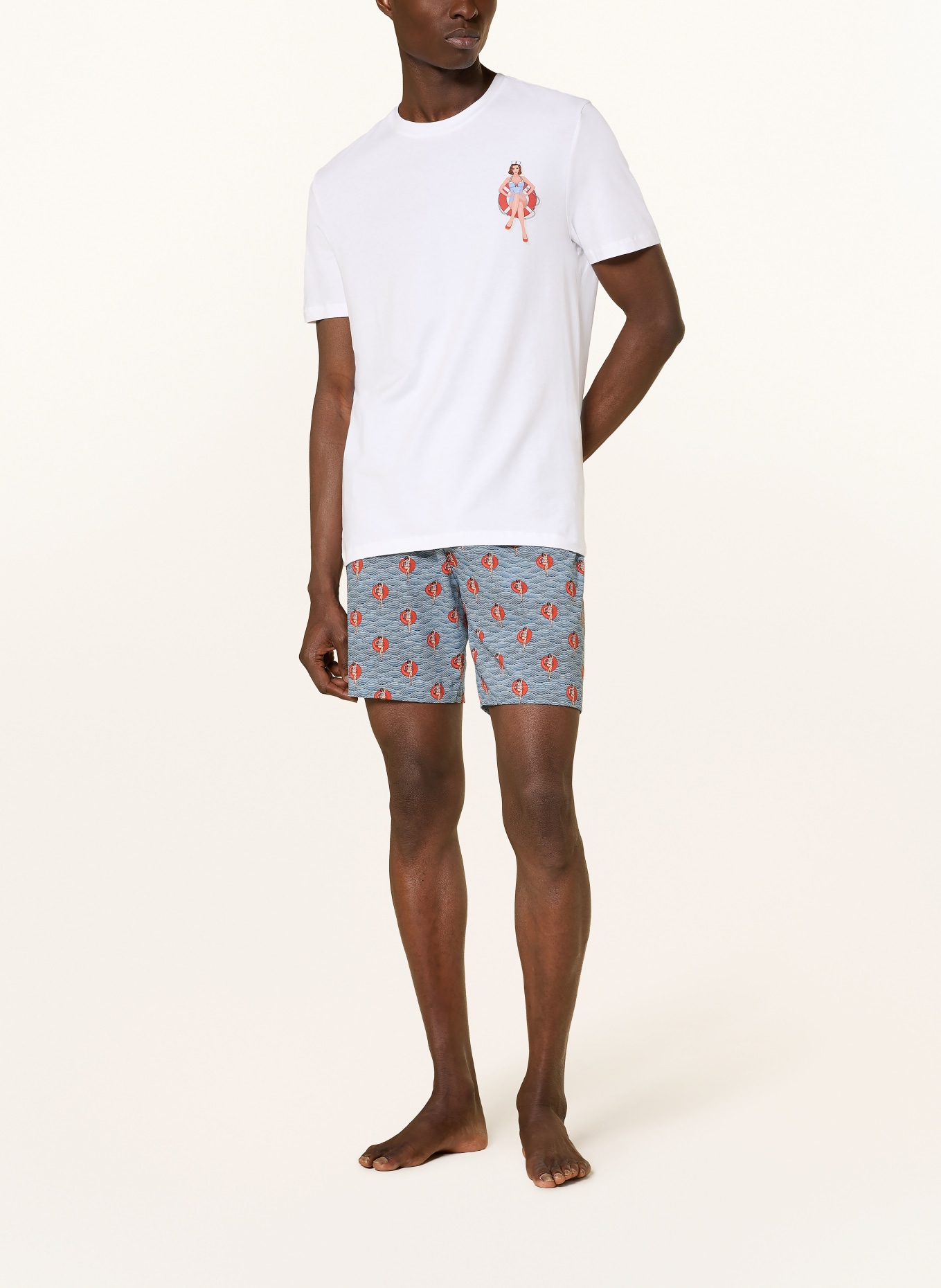 mey WAVE SWING sleep shirt series: WHITE / LIGHT RED / LIGHT BLUE