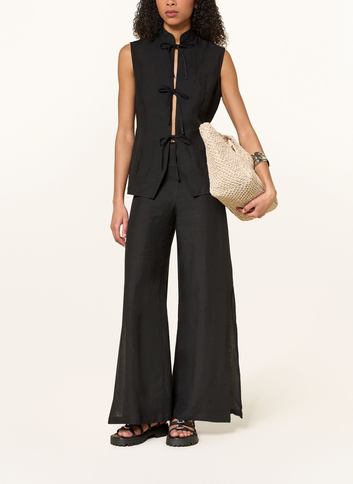 arkitaip LENA linen trousers: BLACK