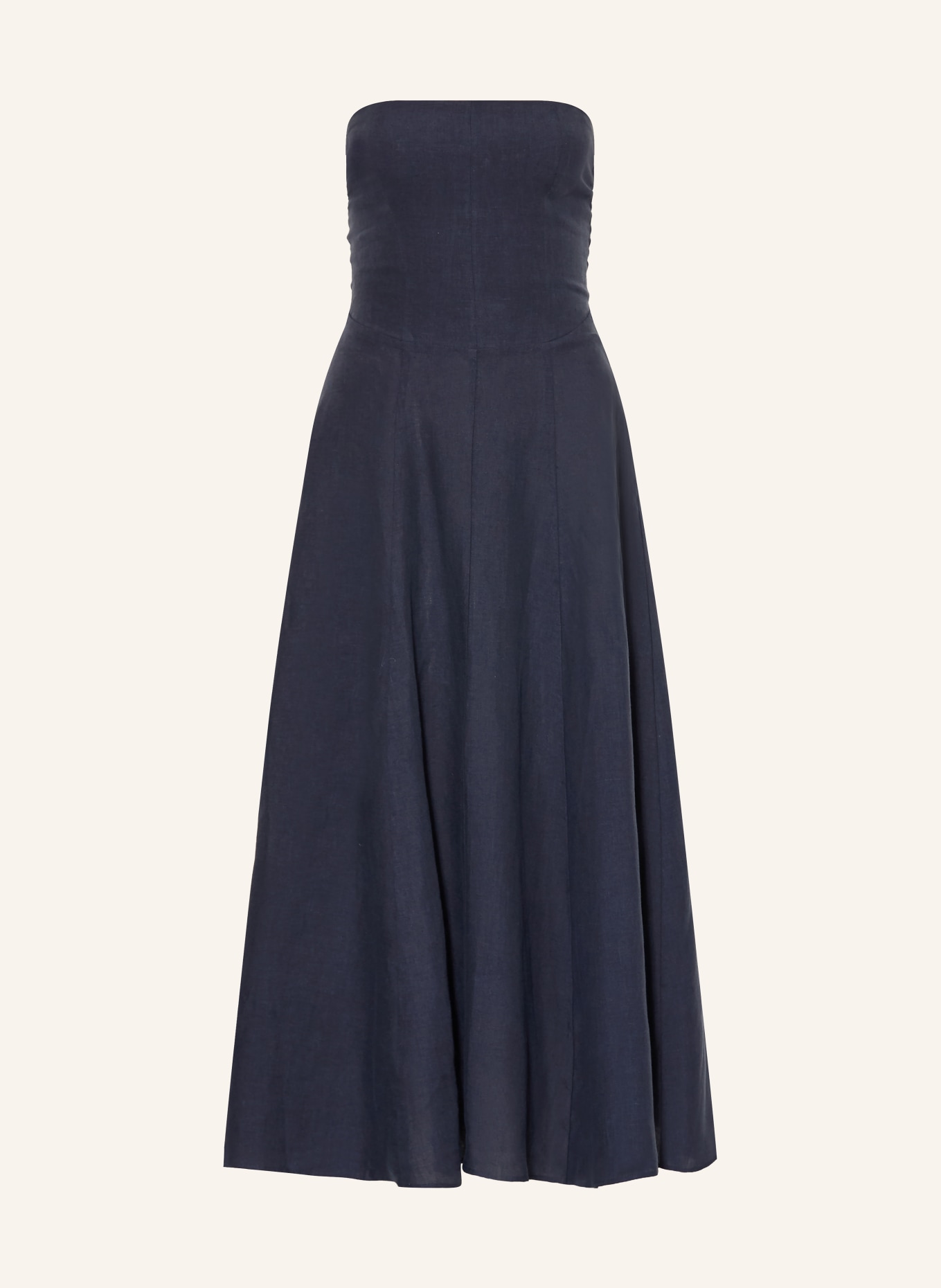 arkitaip CHIARA off-shoulder dress in linen: DARK BLUE