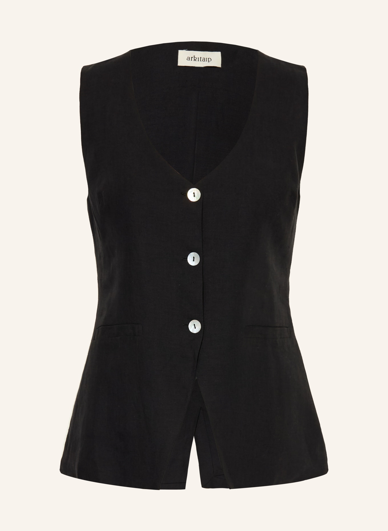 arkitaip ROSALIE linen blazer vest: BLACK