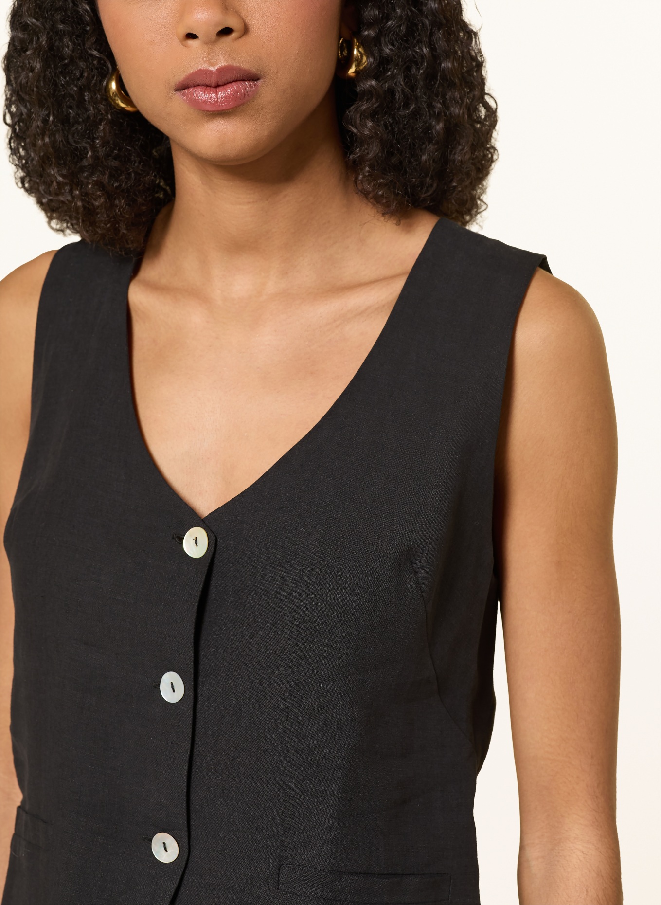 arkitaip ROSALIE linen blazer vest: BLACK