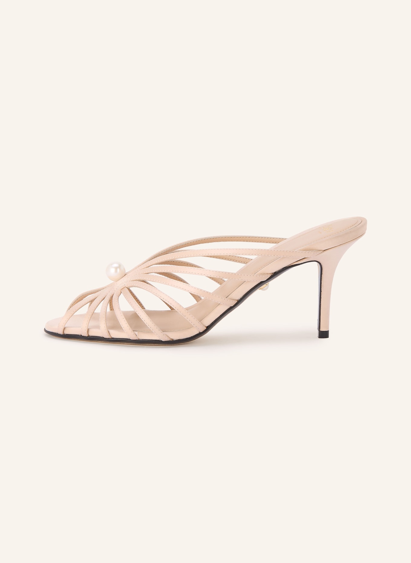 ALEVI Klapki DIANA z ozdobnymi perełkami: JASNOBRĄZOWY / BIAŁY