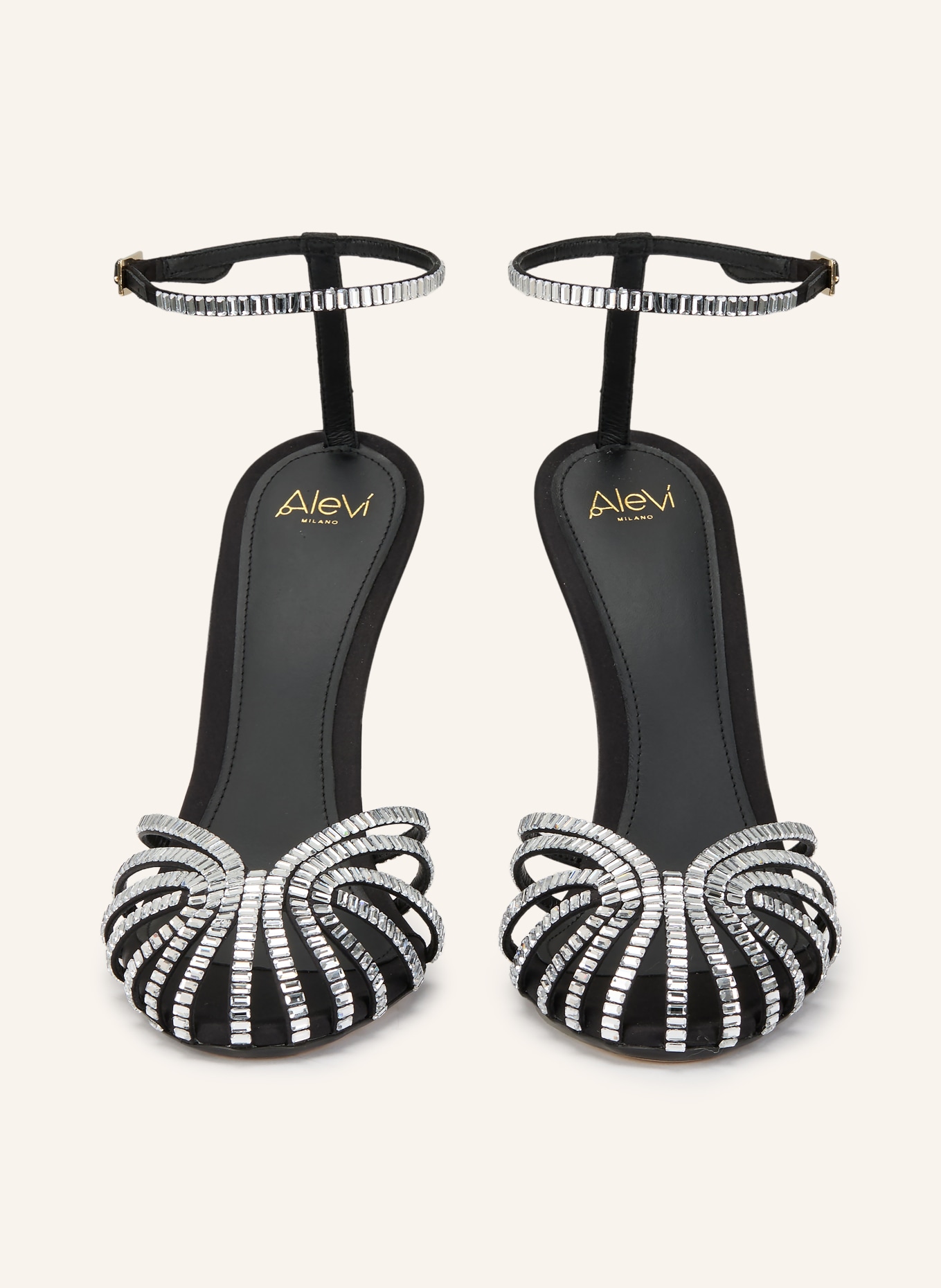 ALEVI Sandały PENELOPE 110 z kamieniami ozdobnymi: SREBRNY / CZARNY