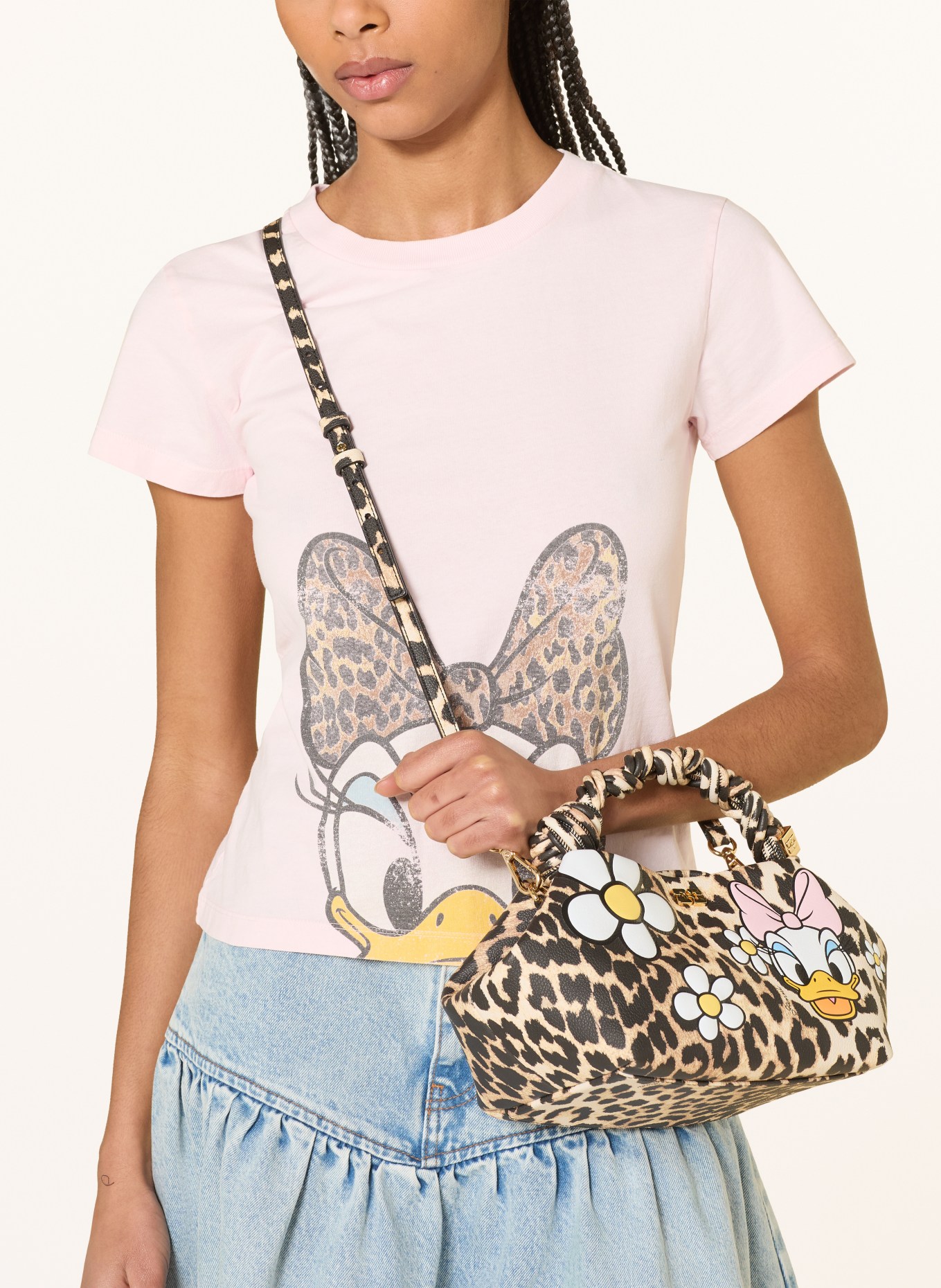 GANNI Torebka BOU SMALL DAISY: JASNOBRĄZOWY / CZARNY