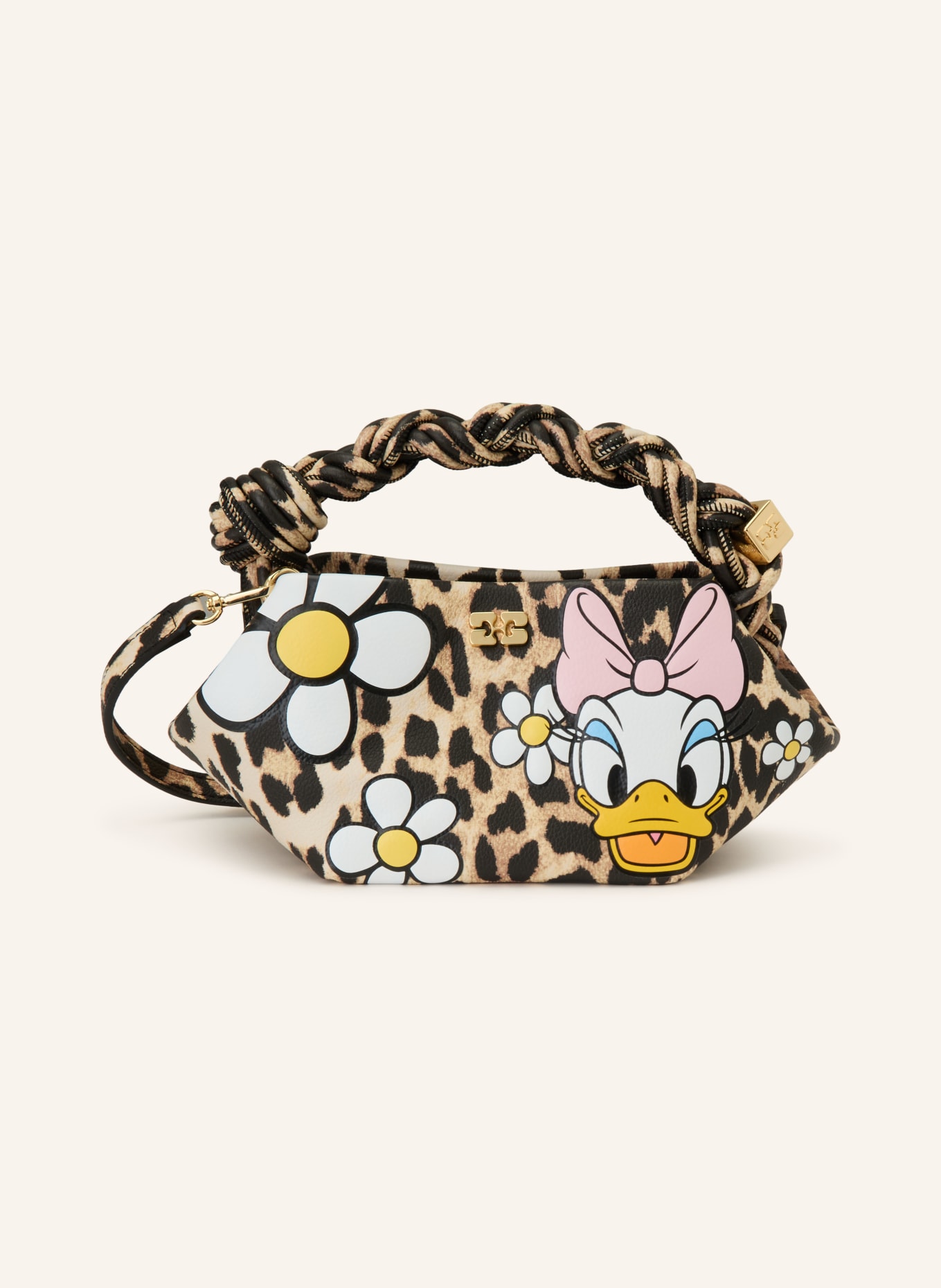 GANNI BOU MINI DAISY handbag: LIGHT BROWN / BLACK