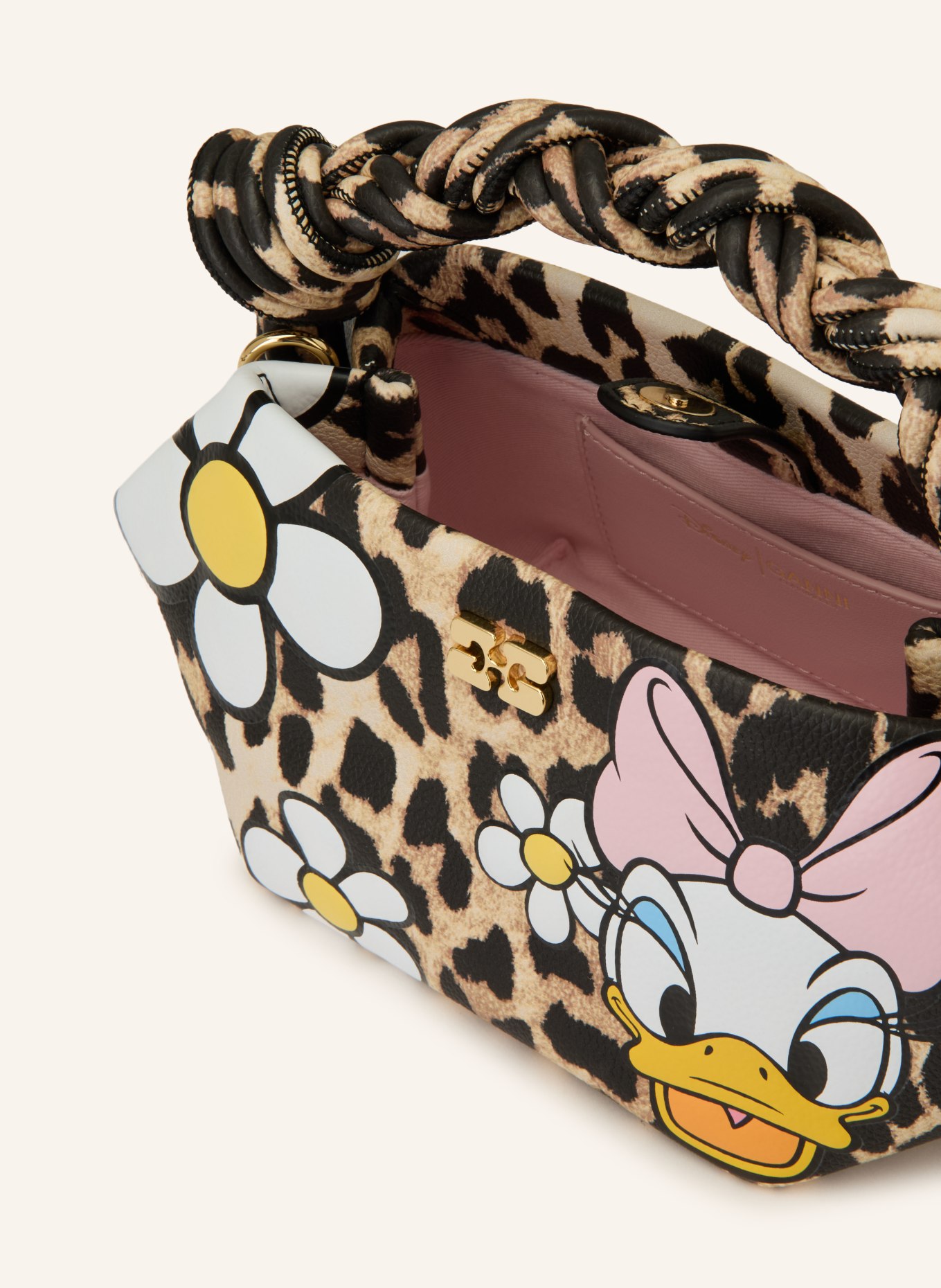 GANNI BOU MINI DAISY handbag: LIGHT BROWN / BLACK