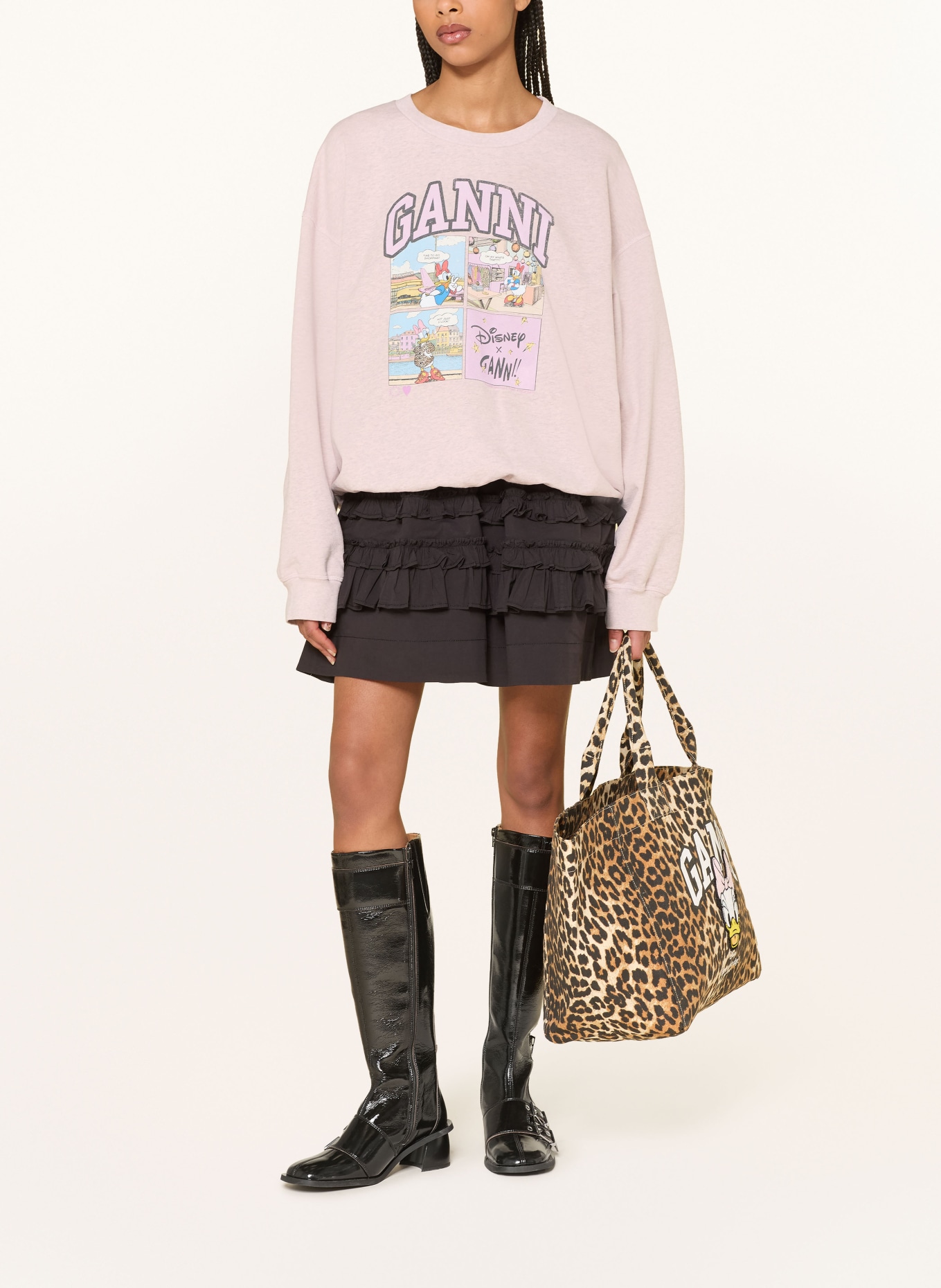 GANNI sweatshirt: VIEUX ROSE / GRIJS / LICHTBLAUW