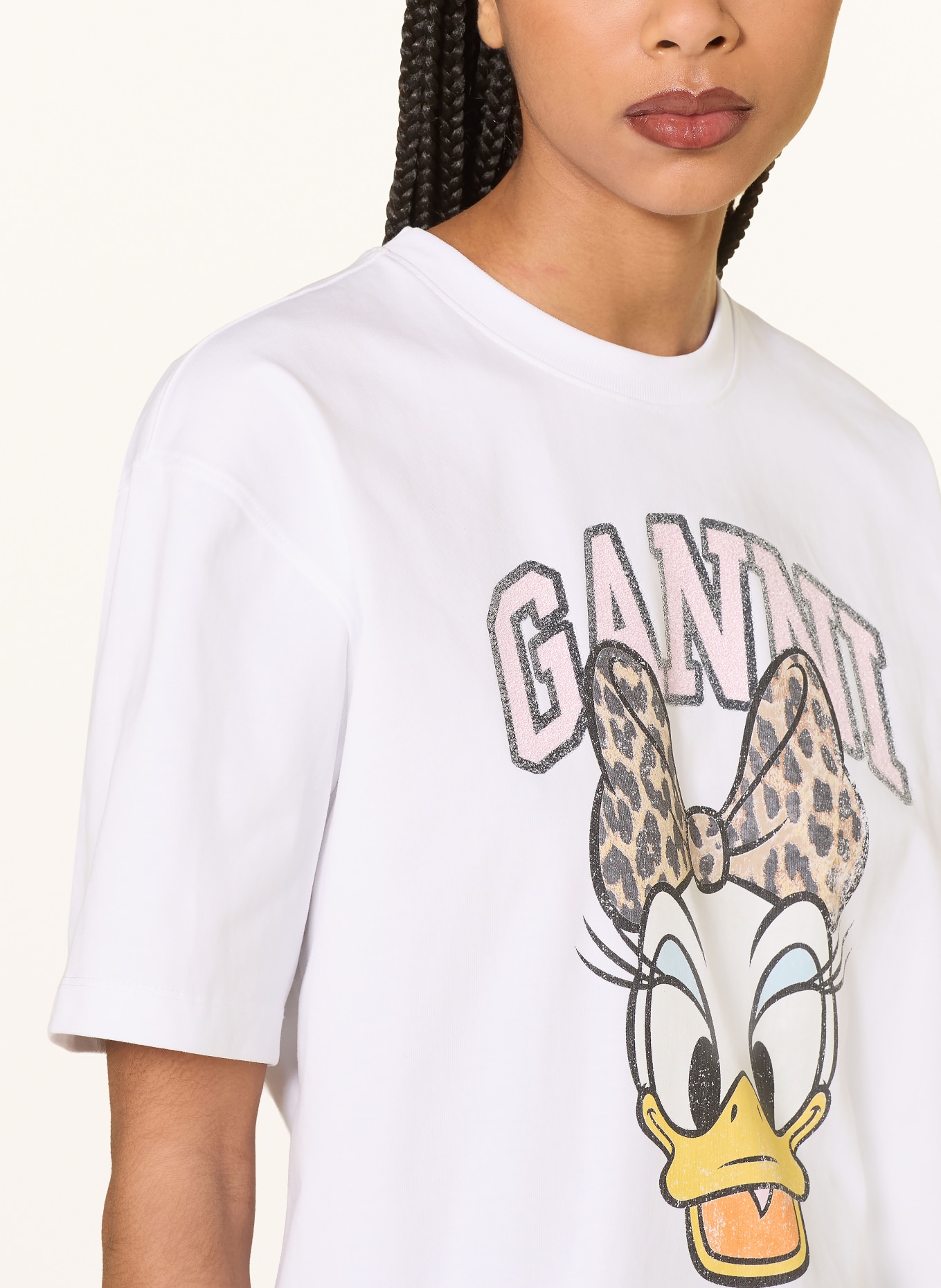 GANNI T-Shirt: WEISS / ROSA / GELB