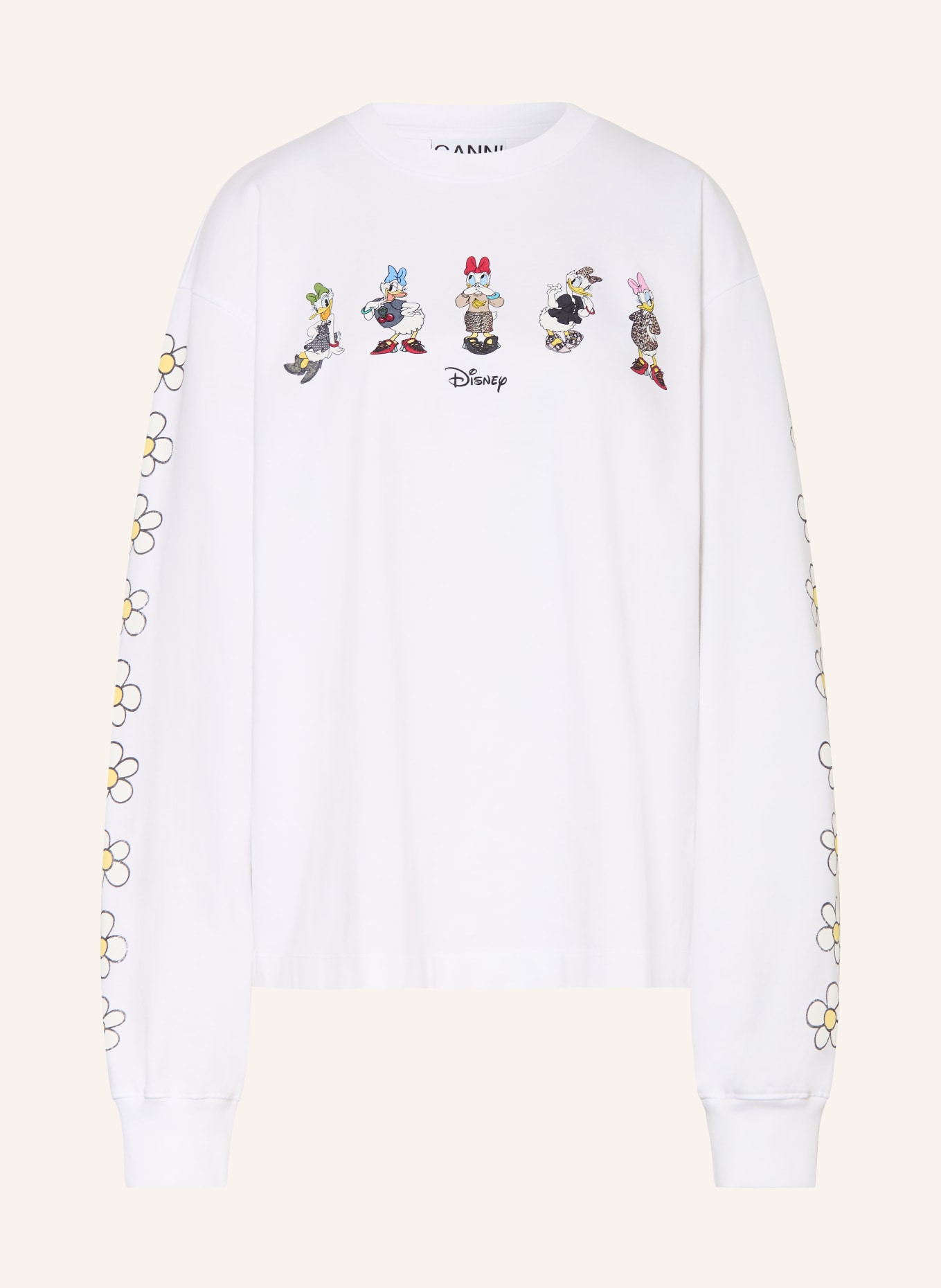 GANNI Sweatshirt: WEISS / GRAU / HELLGELB