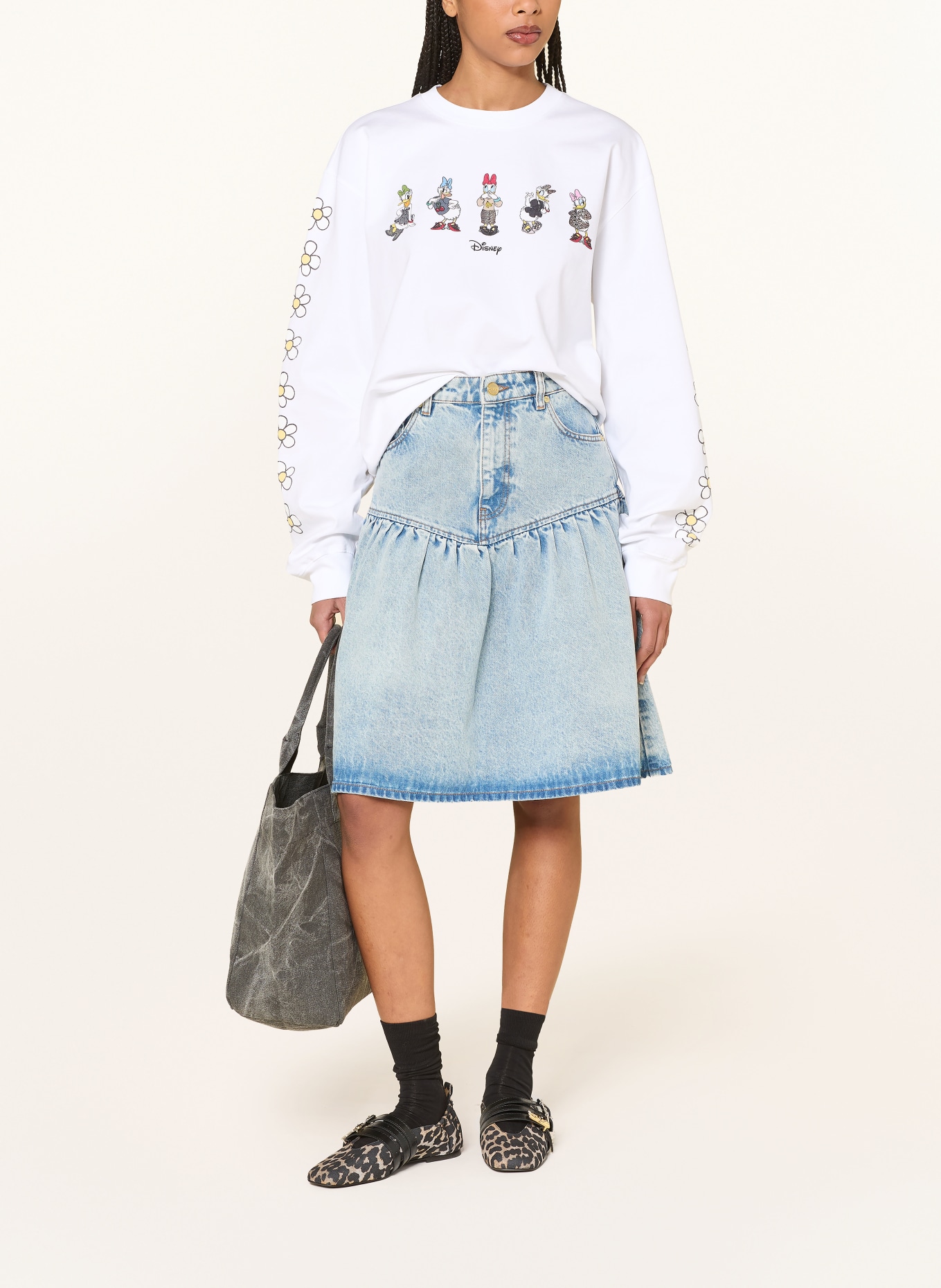 GANNI Sweatshirt: WEISS / GRAU / HELLGELB