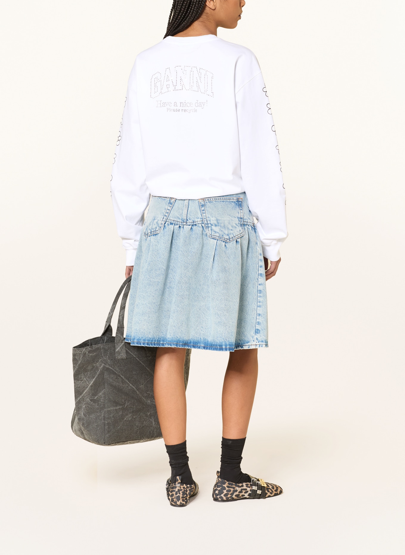 GANNI Sweatshirt: WEISS / GRAU / HELLGELB