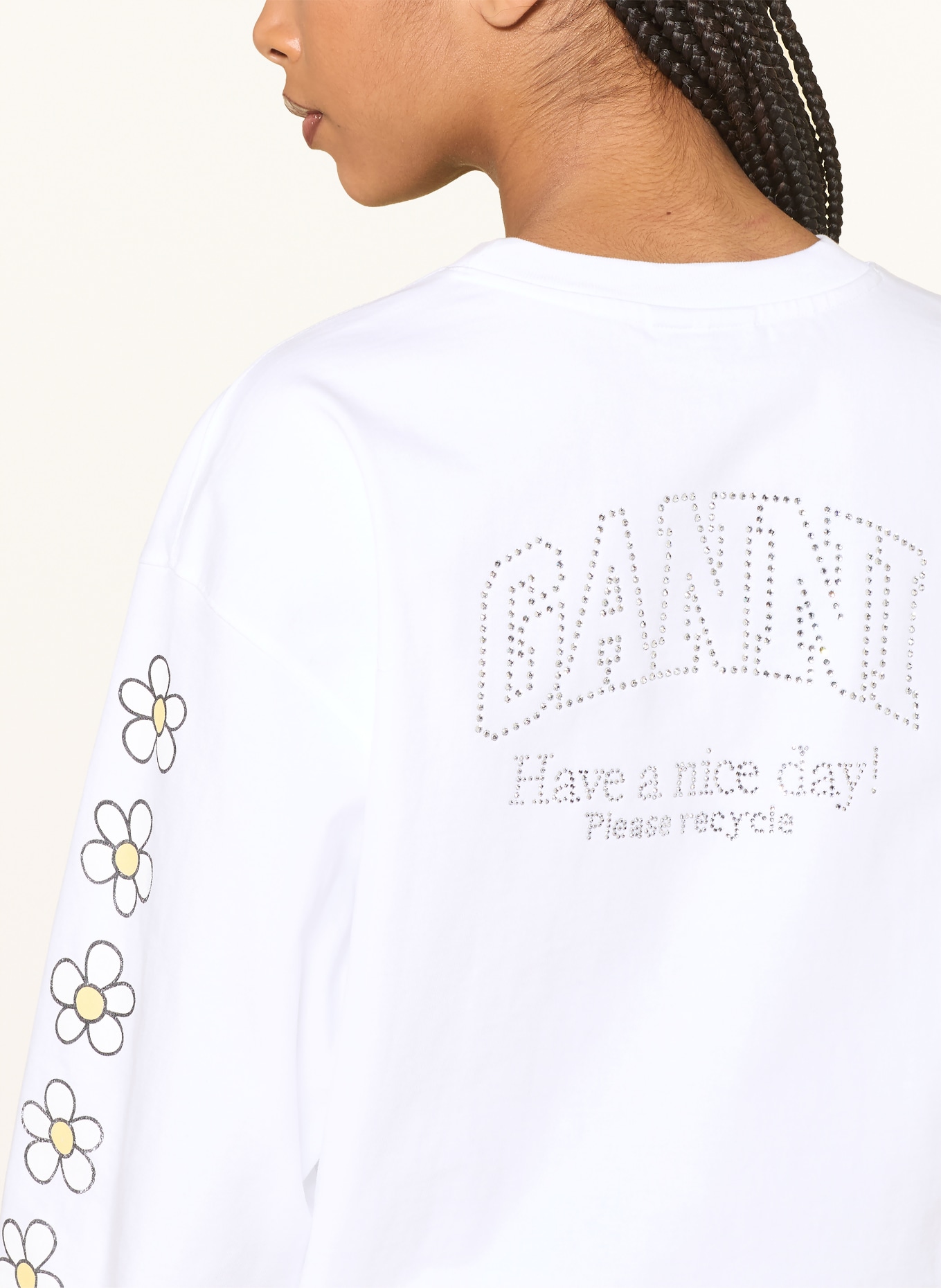 GANNI Sweatshirt: WEISS / GRAU / HELLGELB
