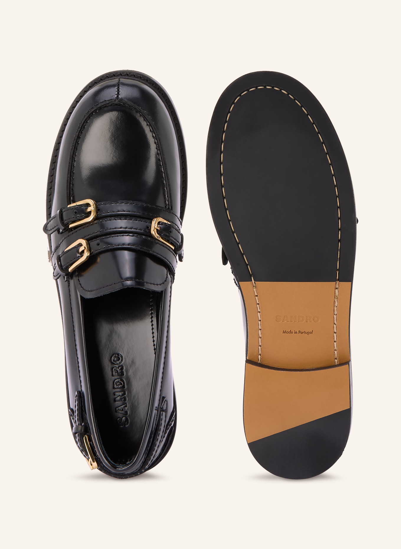 SANDRO Loafer: SCHWARZ / GOLD
