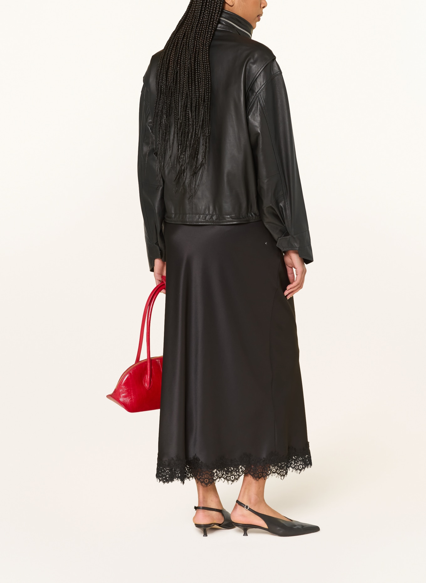 MRS & HUGS Satinrock mit Spitze: SCHWARZ