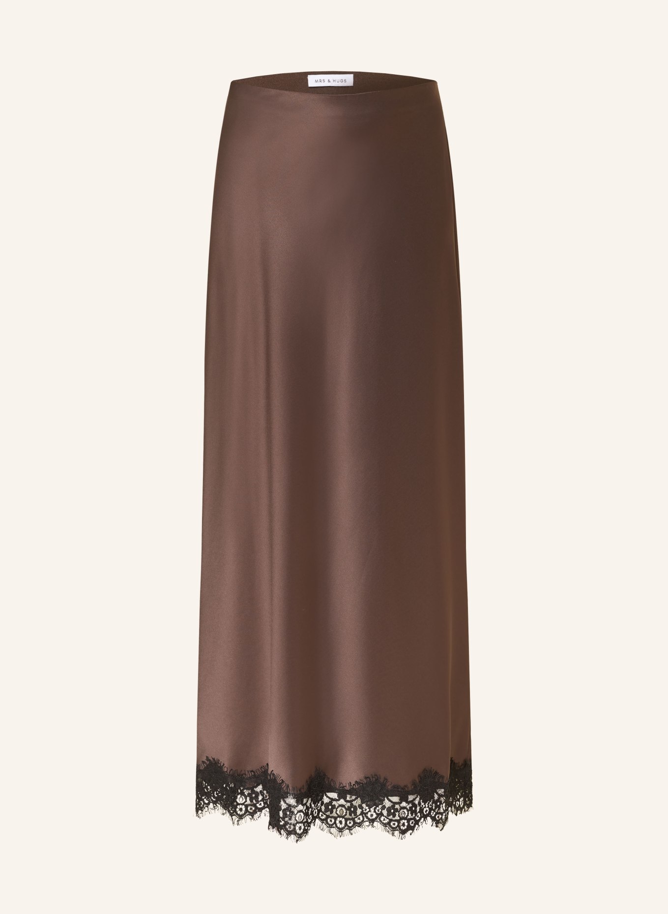 MRS & HUGS Satinrock mit Spitze: DUNKELBRAUN / SCHWARZ