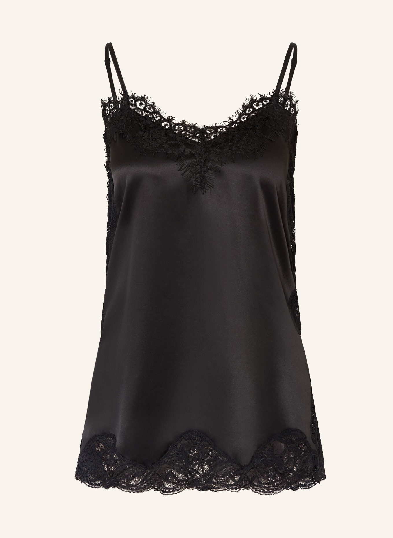 MRS & HUGS Satin top with lace: BLACK