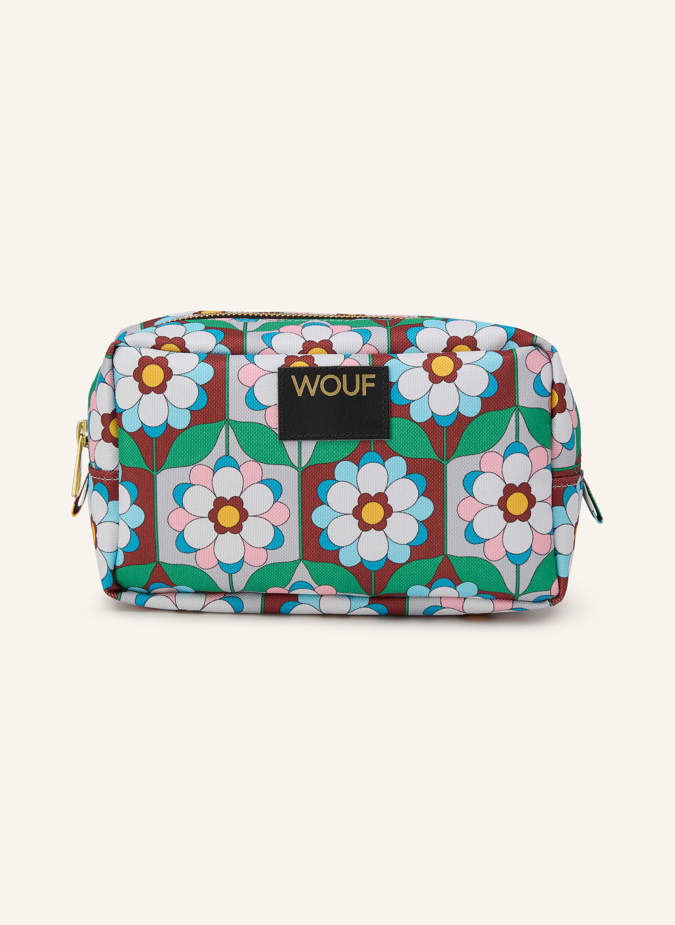 WOUF KALEIDO cosmetic bag: GREEN / GOLD / WHITE