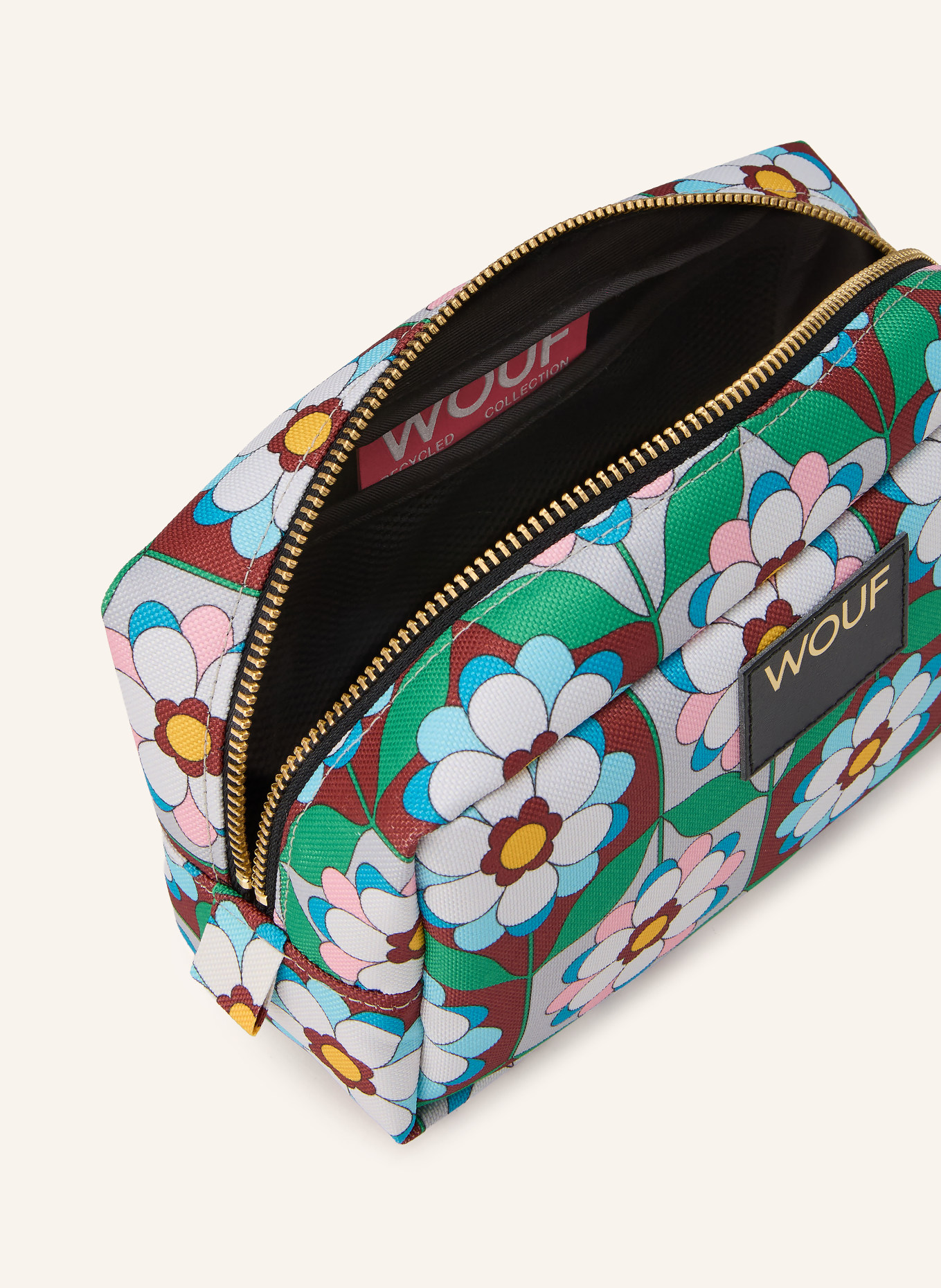 WOUF KALEIDO cosmetic bag: GREEN / GOLD / WHITE