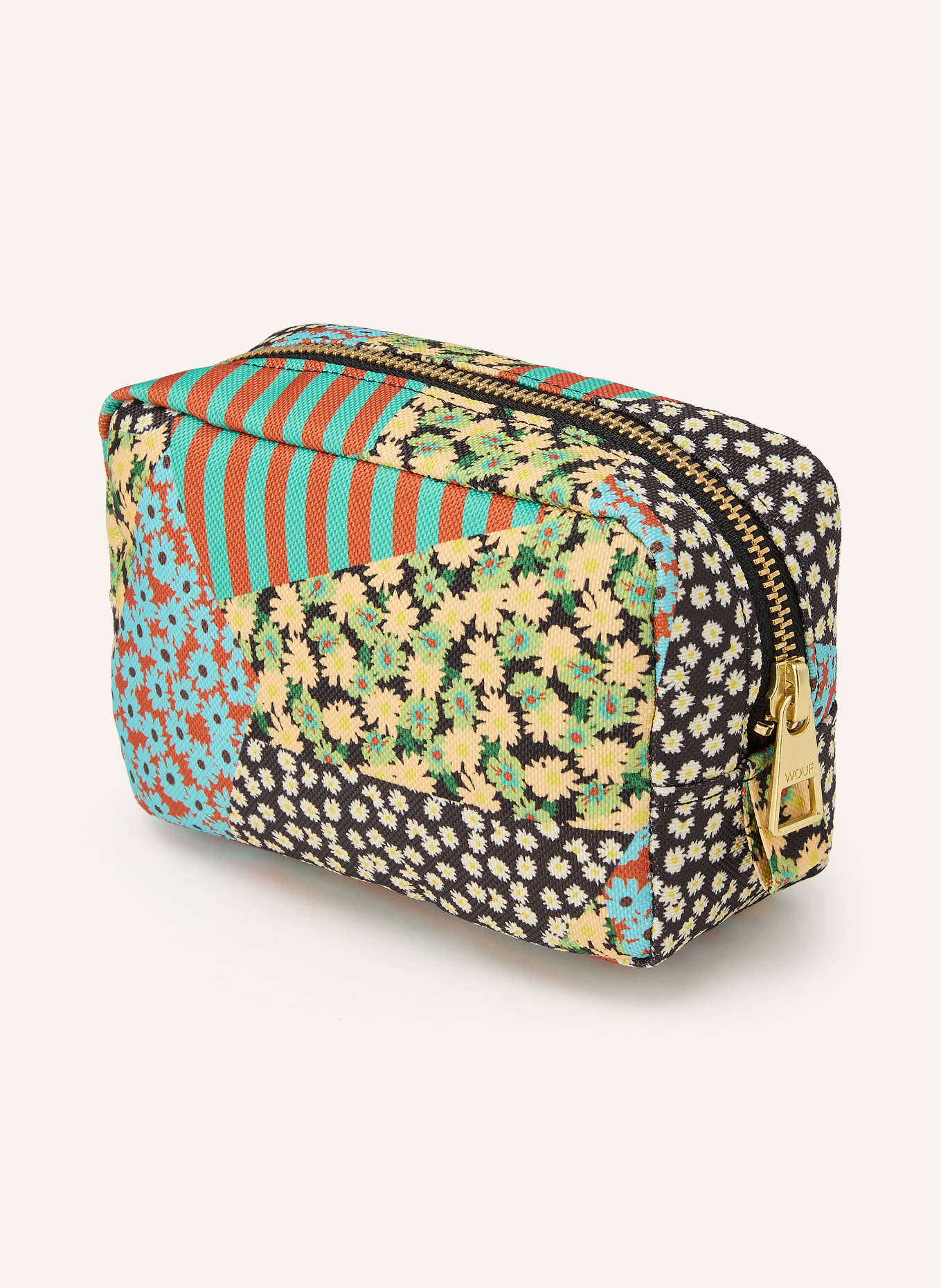 WOUF Kosmetiktasche BOHEMIA: GRÜN / GOLD / GELB