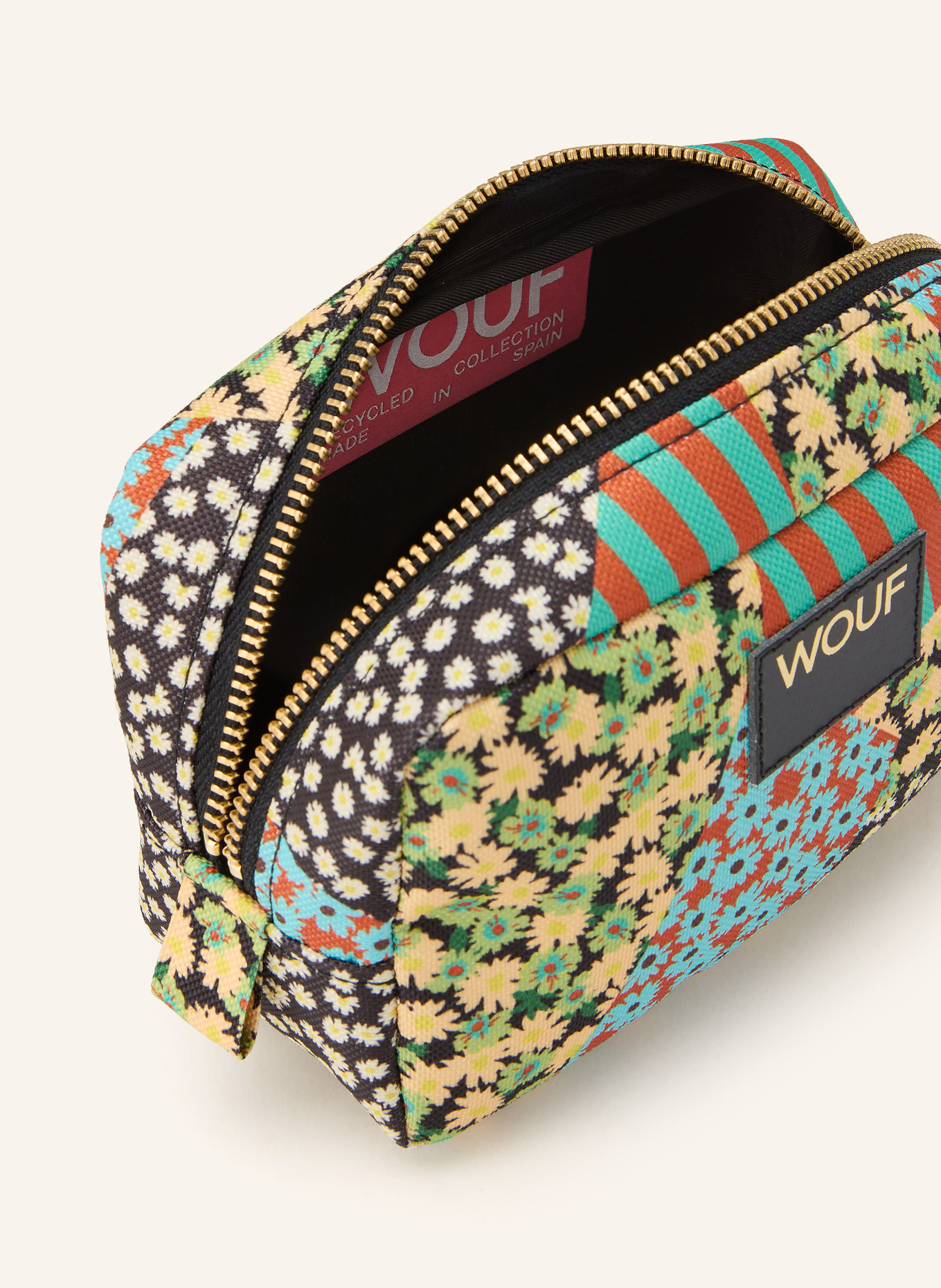 WOUF Kosmetiktasche BOHEMIA: GRÜN / GOLD / GELB