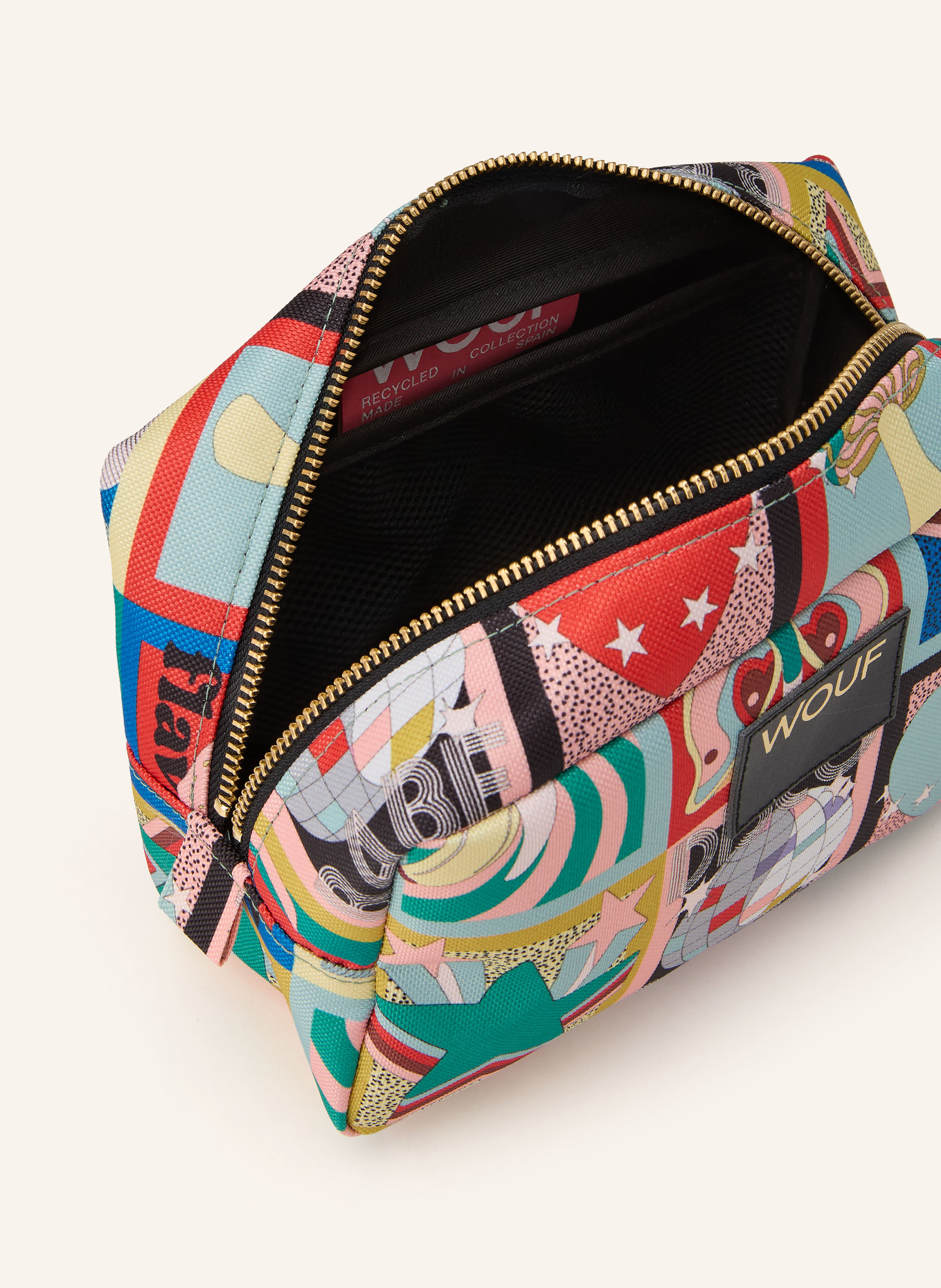 WOUF DISCOBABE cosmetic bag: GREEN / GOLD / RED