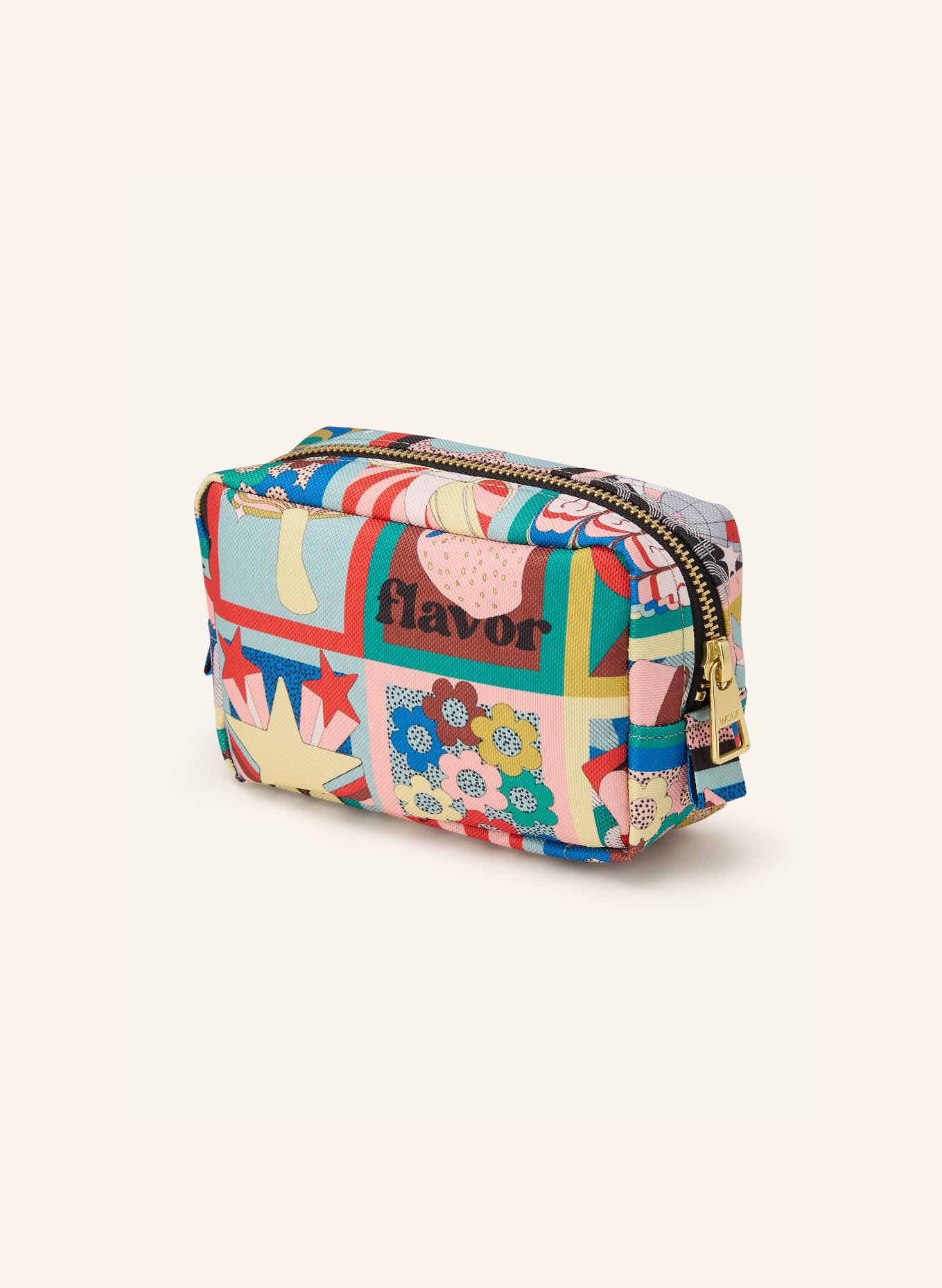 WOUF Kosmetiktasche DISCOBABE: GRÜN / GOLD / ROT