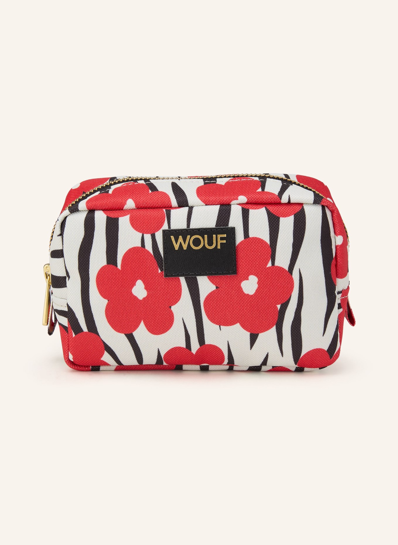 WOUF Kosmetiktasche WILDFLOWER: WEISS / GOLD / ROT