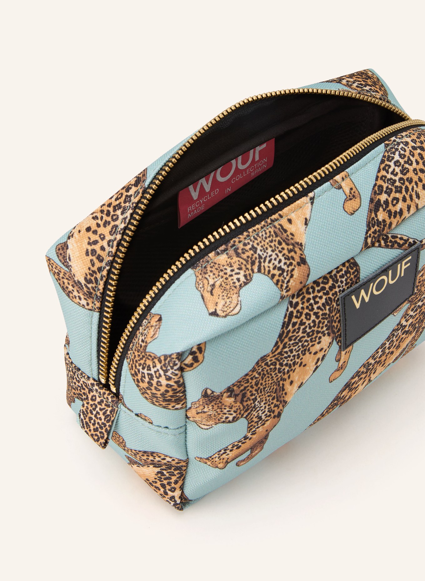 WOUF Kosmetyczka EMERALD LEOPARD: MIĘTOWY / ZŁOTY / JASNOBRĄZOWY